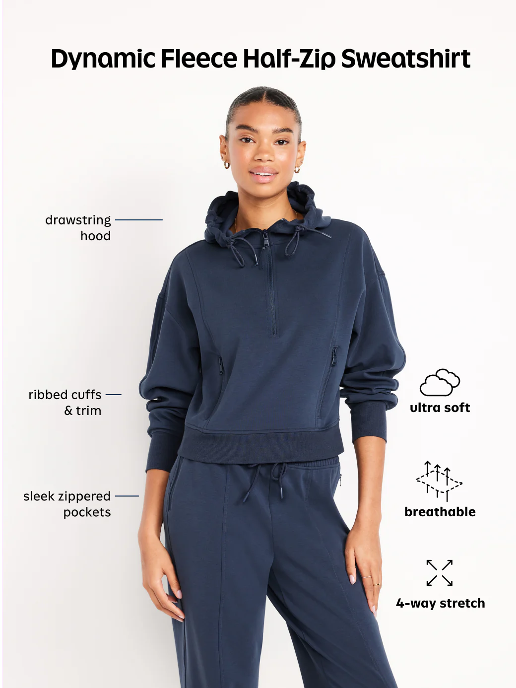Dynamic Fleece Half-Zip Sweatshirt - Howlite