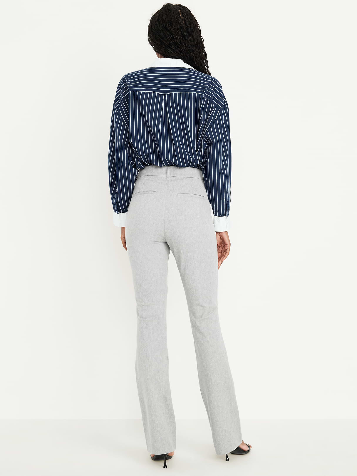 High-Waisted Pixie Flare Pants - Light Heather Gray