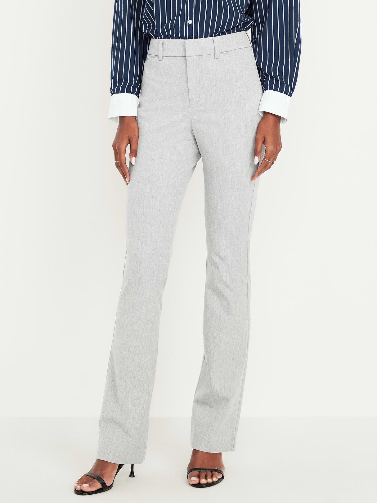 High-Waisted Pixie Flare Pants - Light Heather Gray