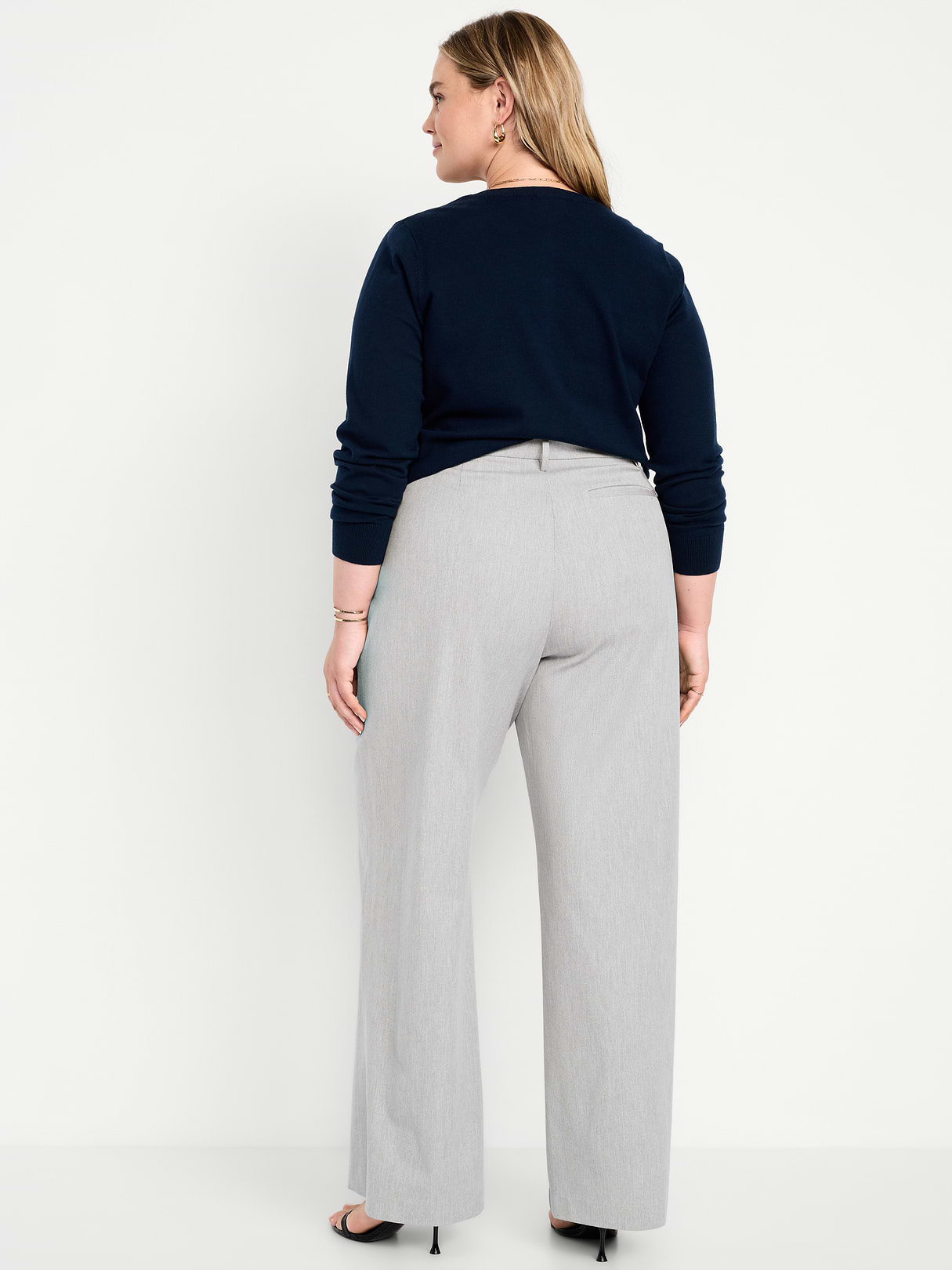 High-Waisted Pull-On Pixie Wide Leg Pants - Light Heather Gray