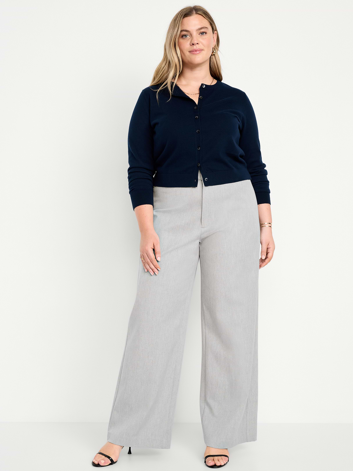 High-Waisted Pull-On Pixie Wide Leg Pants - Light Heather Gray