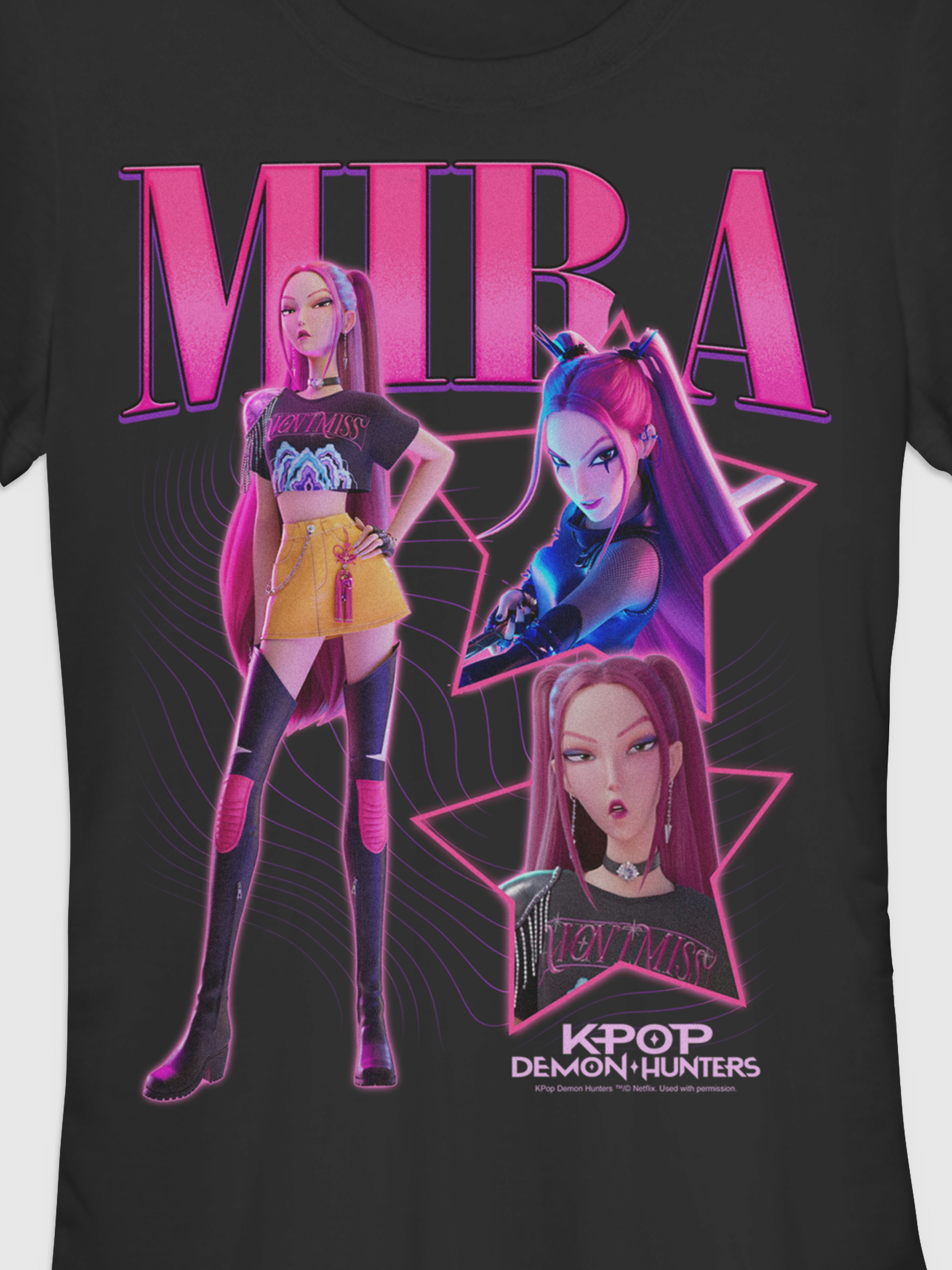 K-Pop Demon Hunters Y2K Mira Graphic T-Shirt - Black