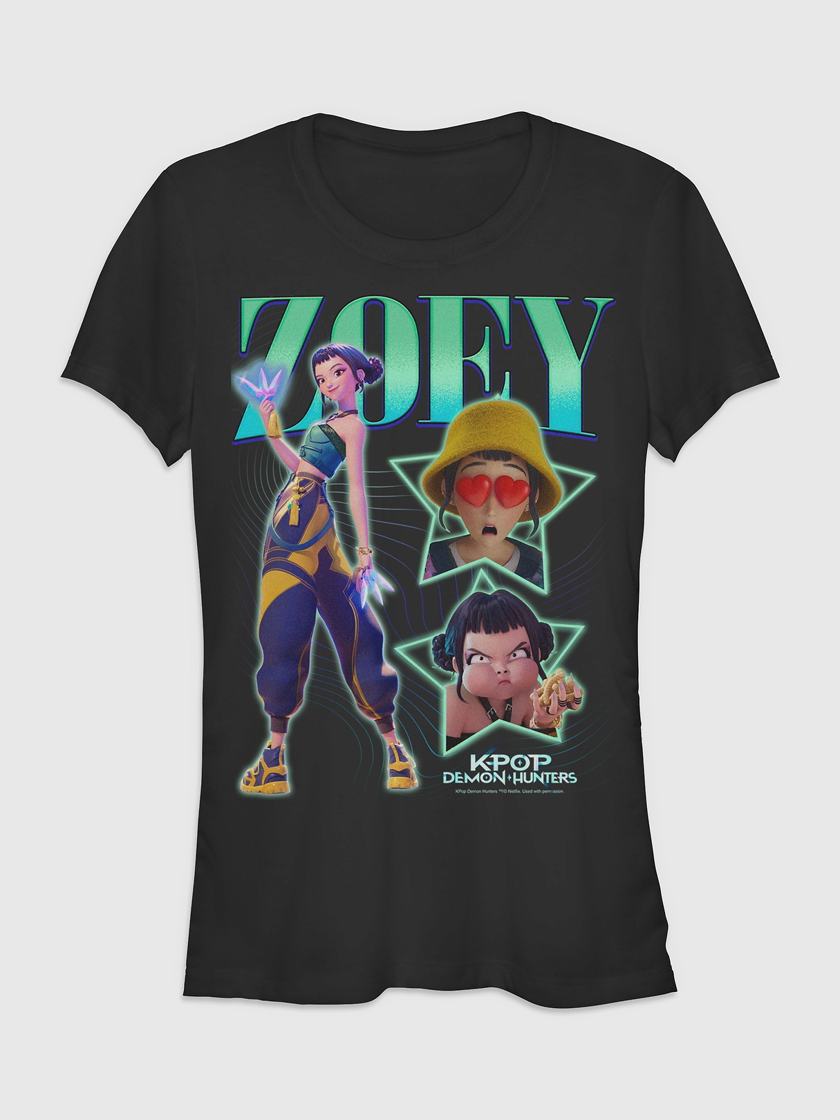 K-Pop Demon Hunters Y2K Zoey Graphic T-Shirt - Black
