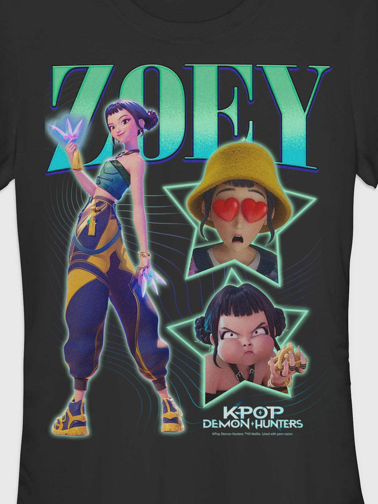 K-Pop Demon Hunters Y2K Zoey Graphic T-Shirt - Black