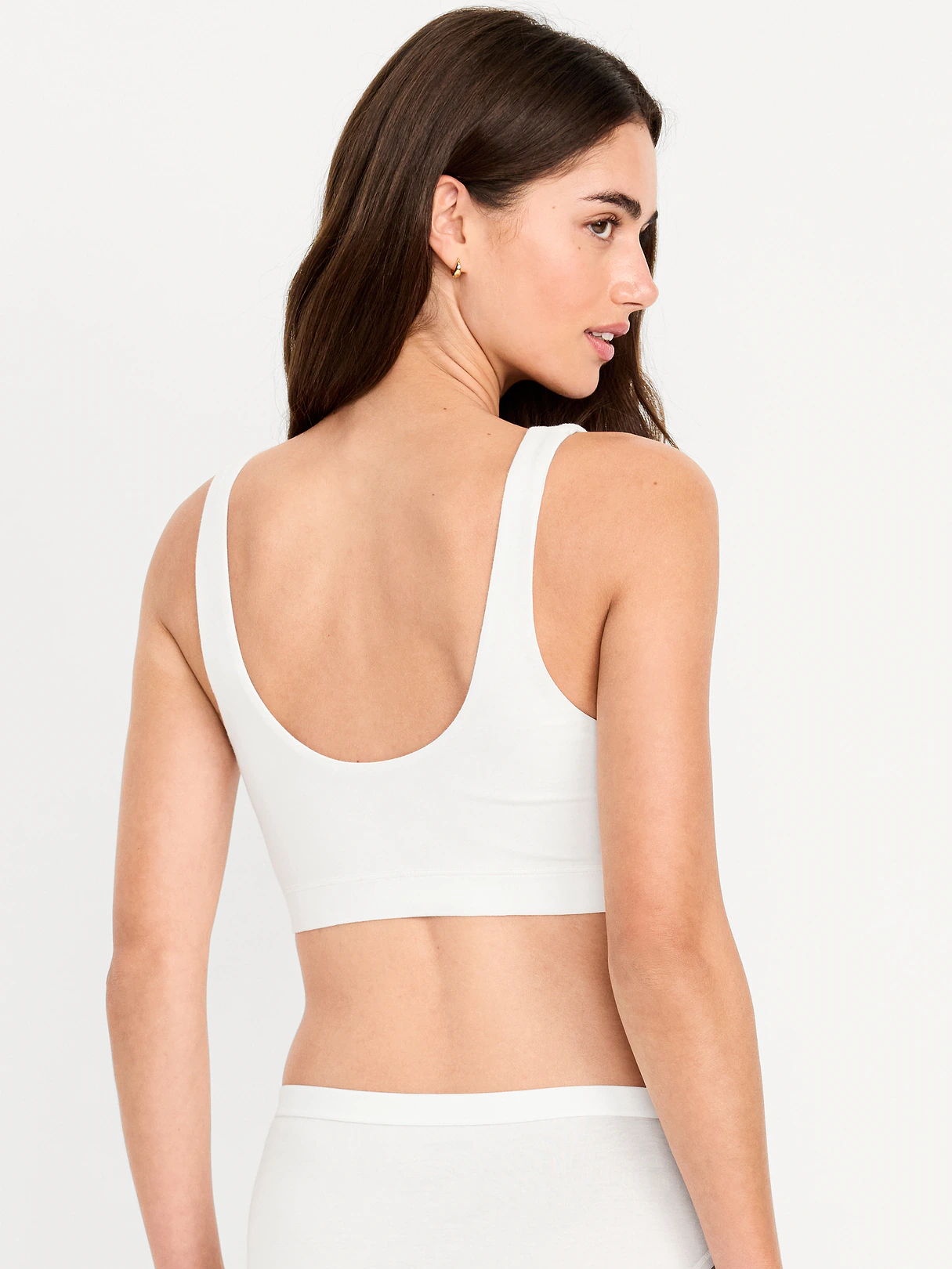 Ruched Cotton Bralette - White Lilies
