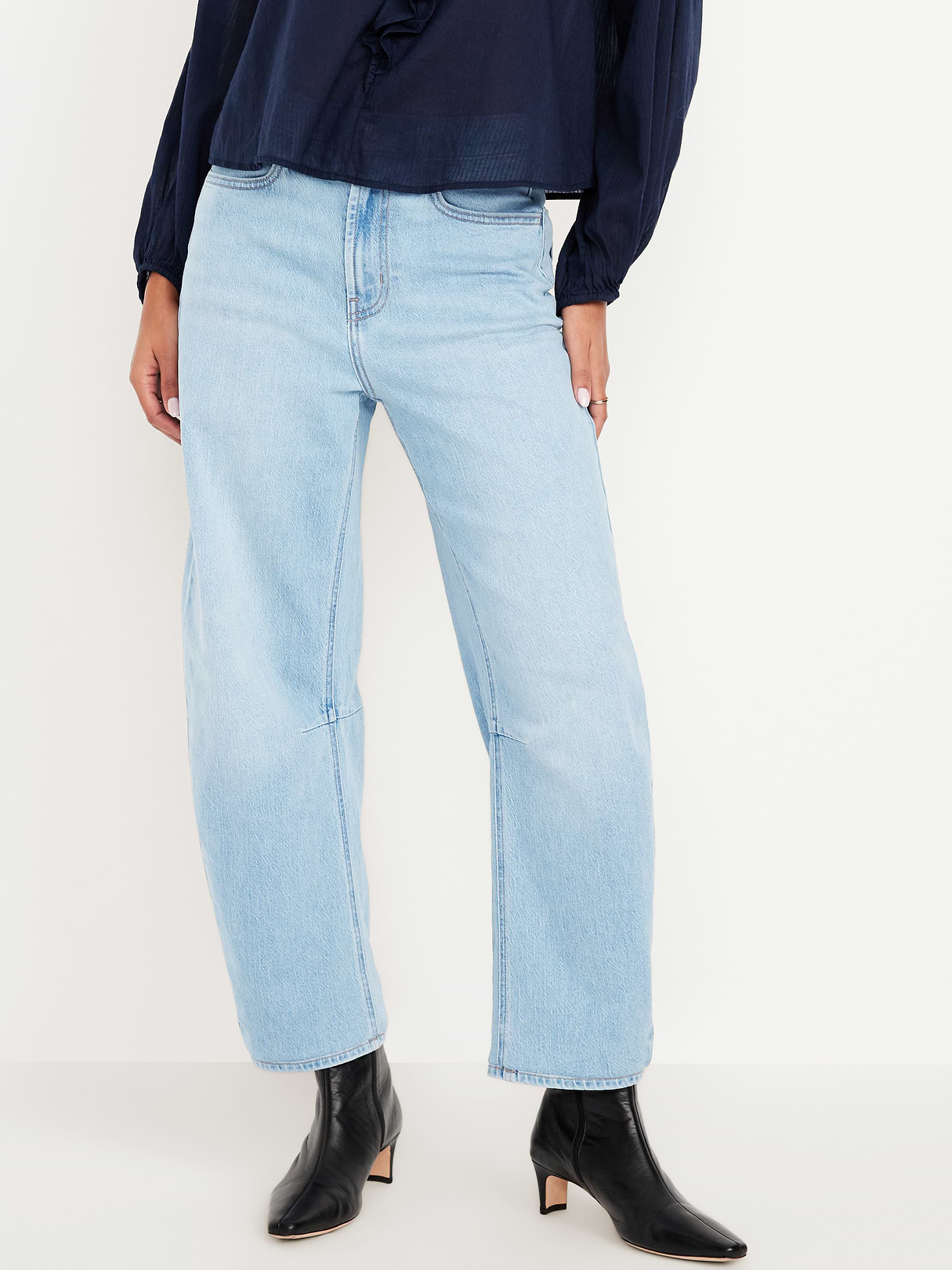 High-Waisted Wow Barrel-Leg Ankle Jeans - Summer