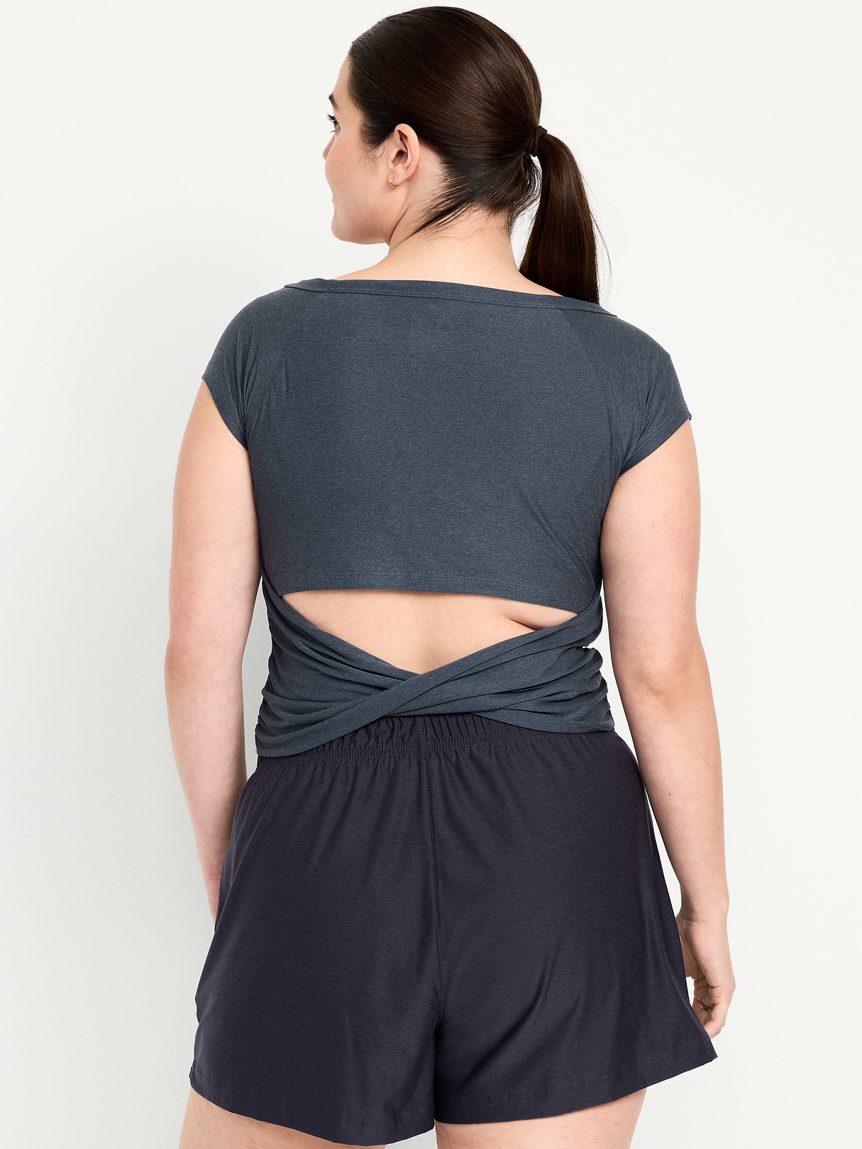 CloudMotion Ballet Twist-Back Top - DUSK NAVY