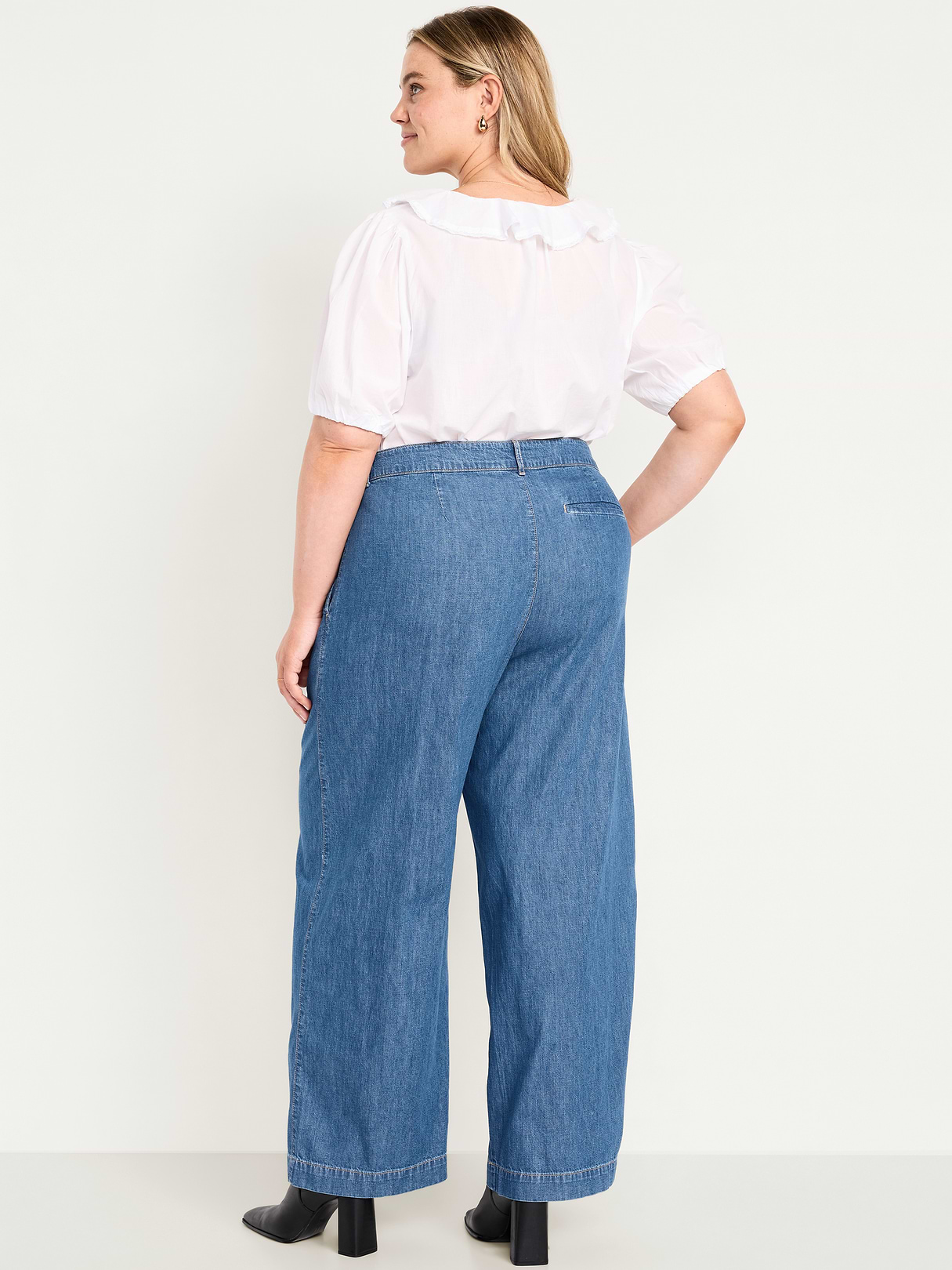 High-Waisted Taylor Trouser Wide-Leg Pants - Medium Wash