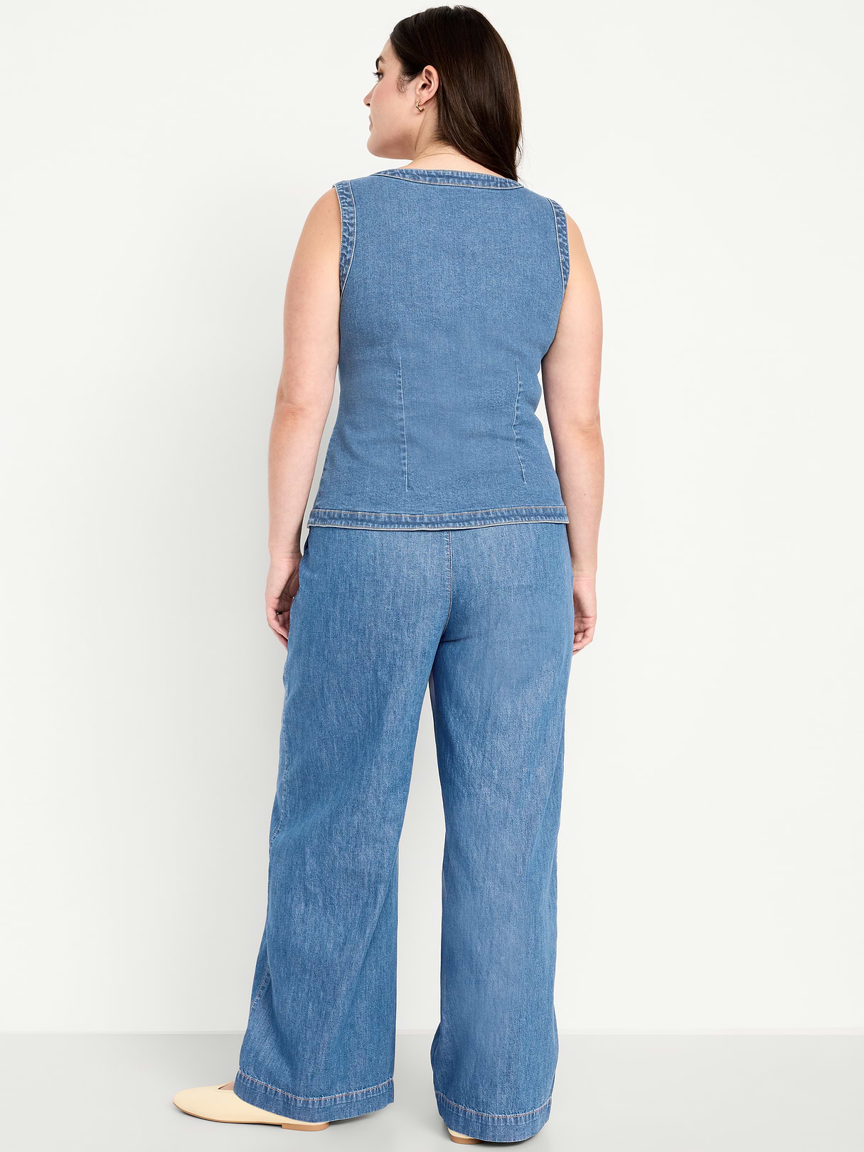 High-Waisted Taylor Trouser Wide-Leg Pants - Medium Wash