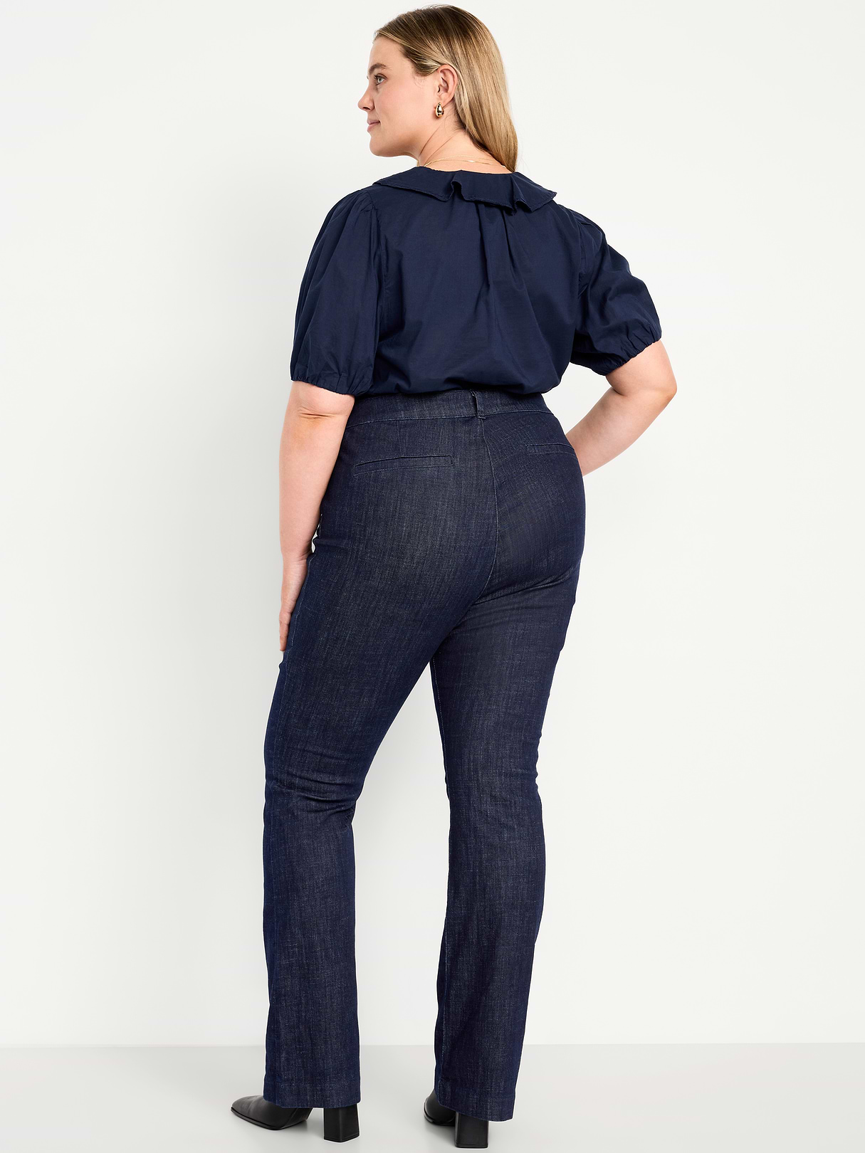 High-Waisted Pixie Flare Pants - Dark Wash