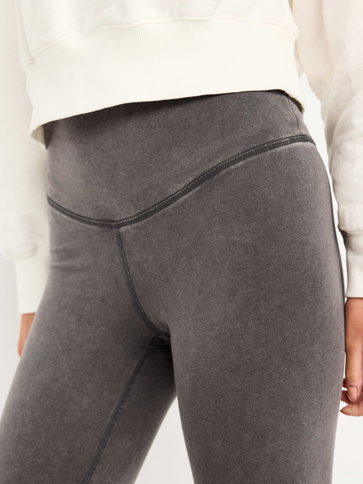 High-Waisted PowerChill 7/8 Cotton Leggings - Panther (Washed)
