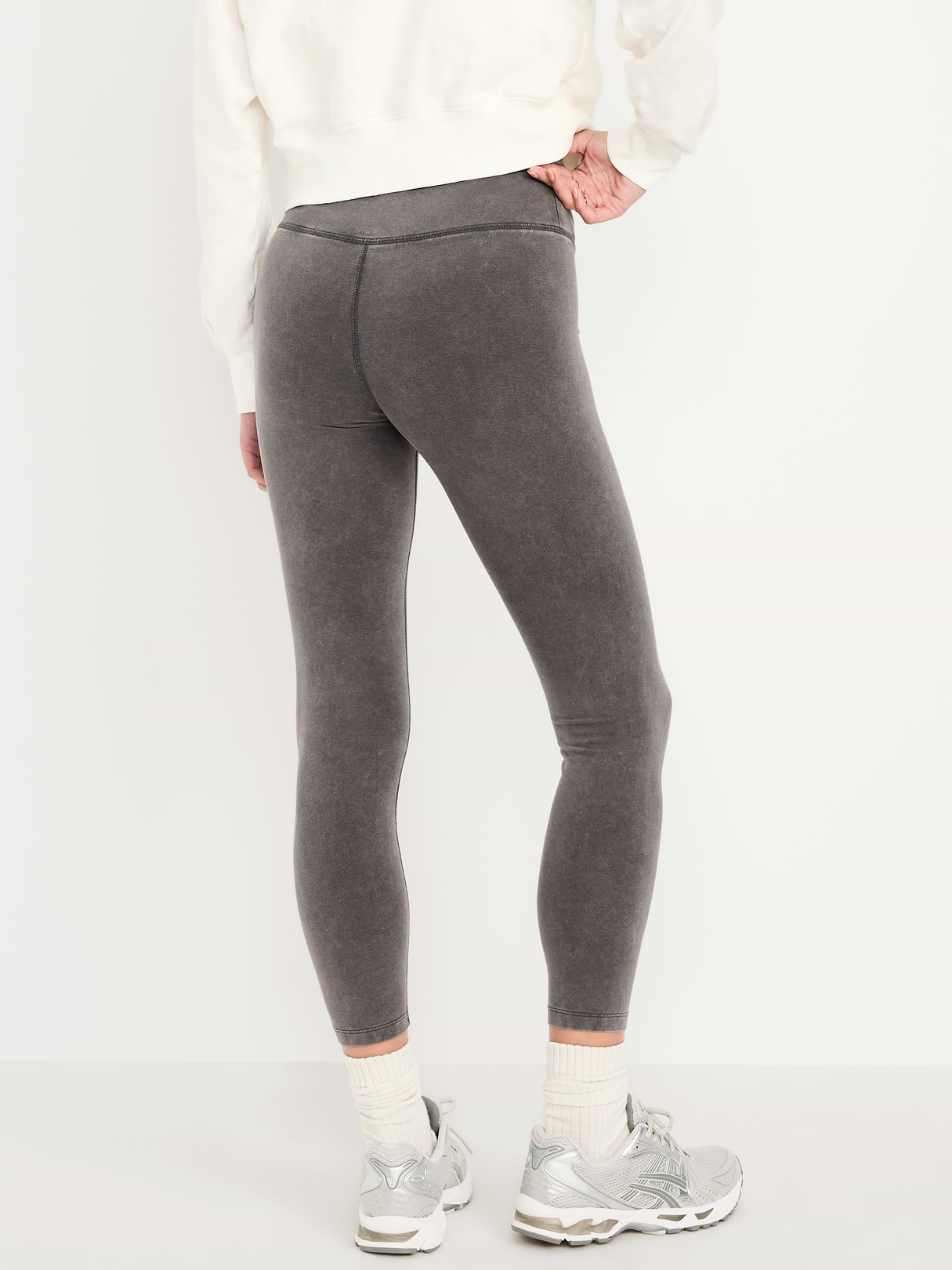 High-Waisted PowerChill 7/8 Cotton Leggings - Panther (Washed)