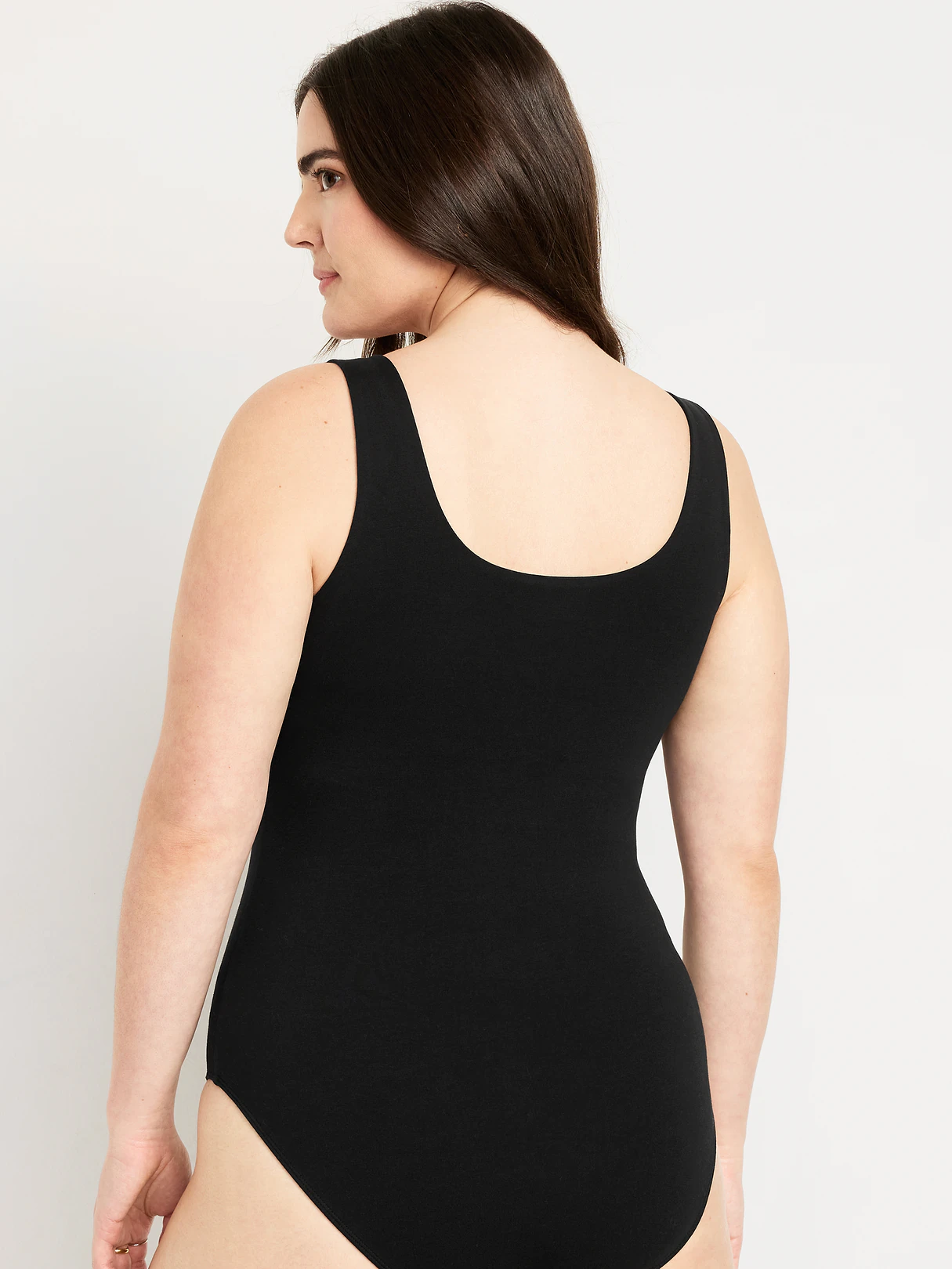 Double-Layer Scoop-Neck Bodysuit - Black Jack