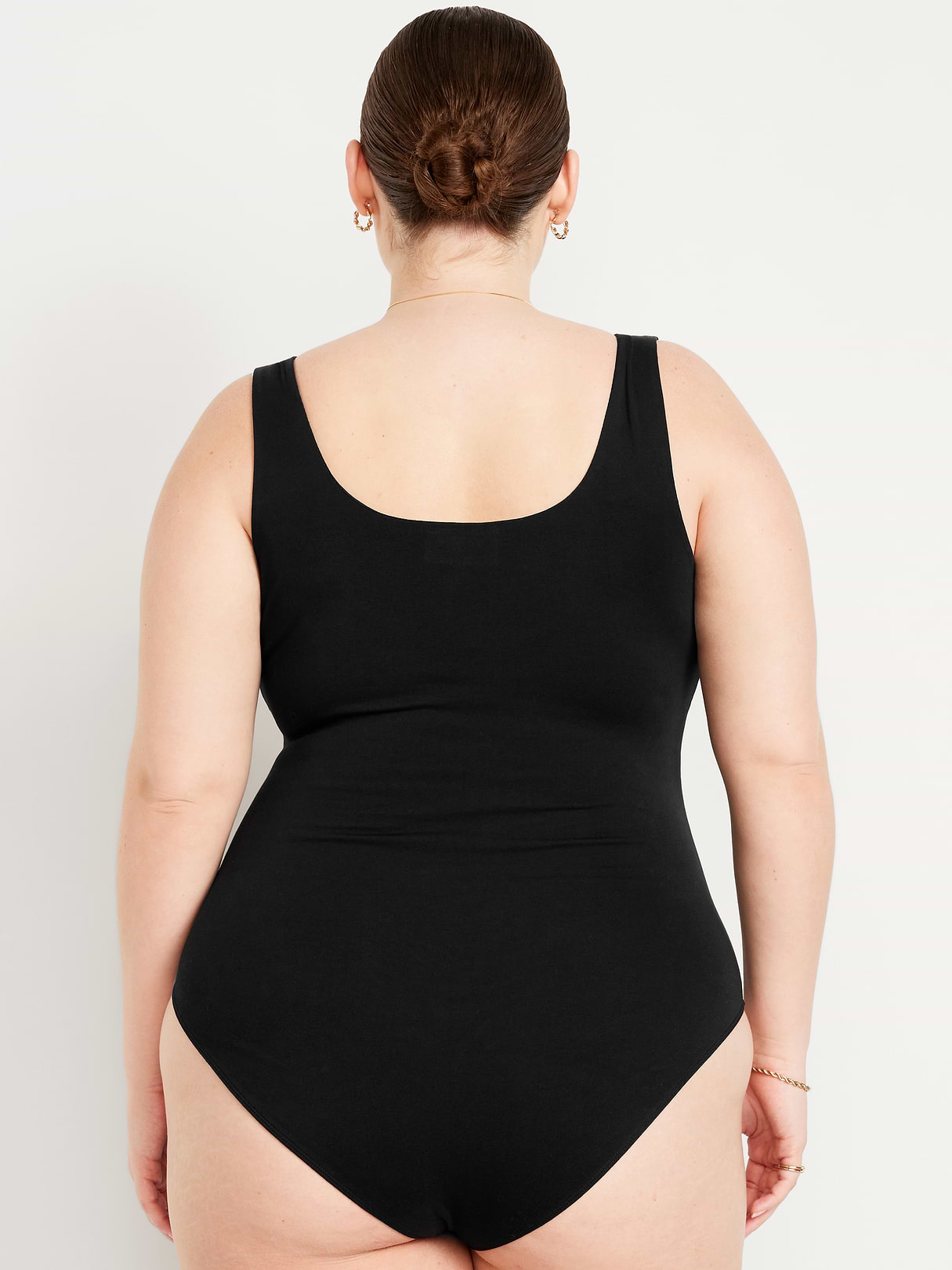 Double-Layer Scoop-Neck Bodysuit - Black Jack