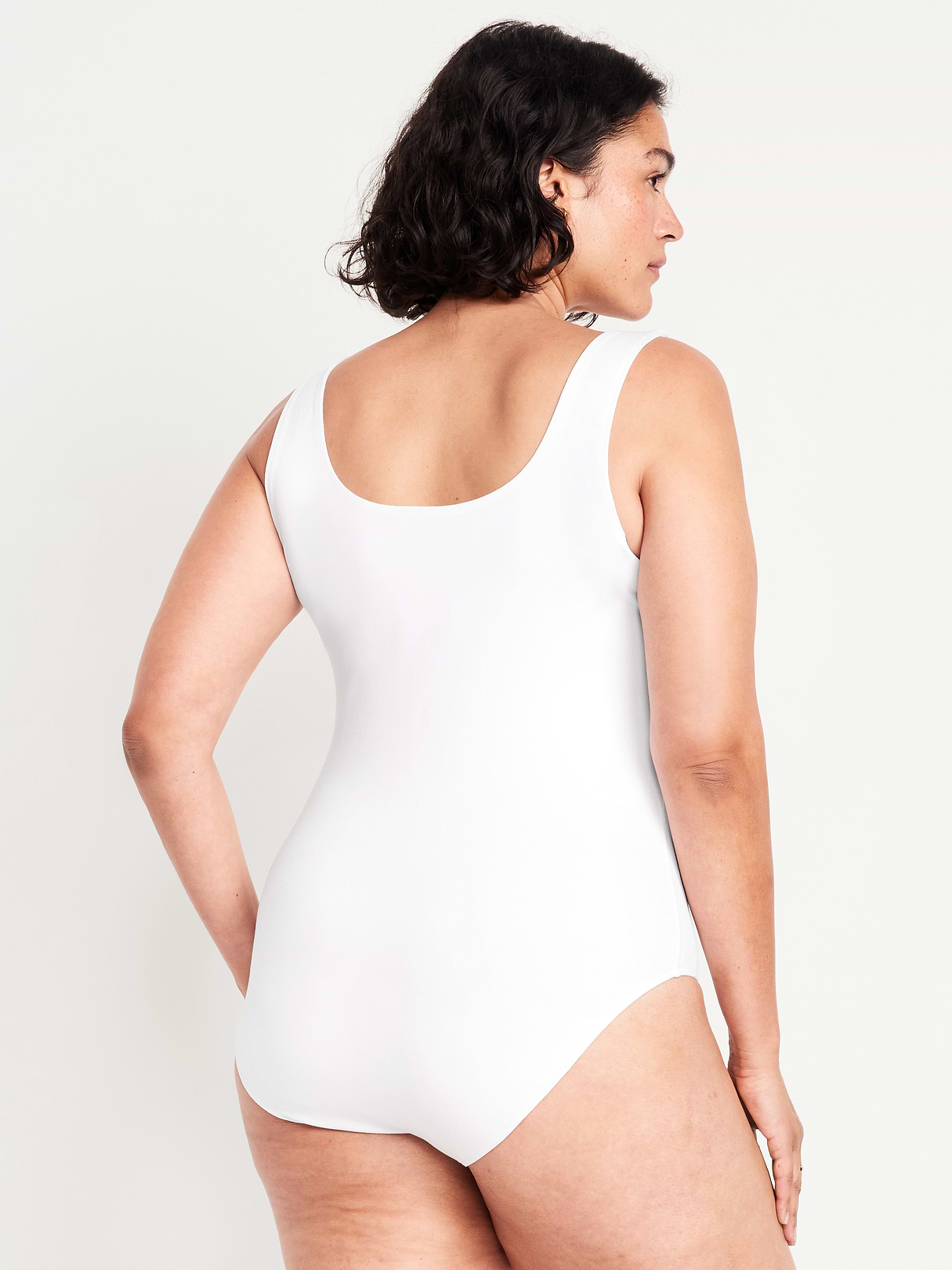 Double-Layer Scoop-Neck Bodysuit - White Lilies