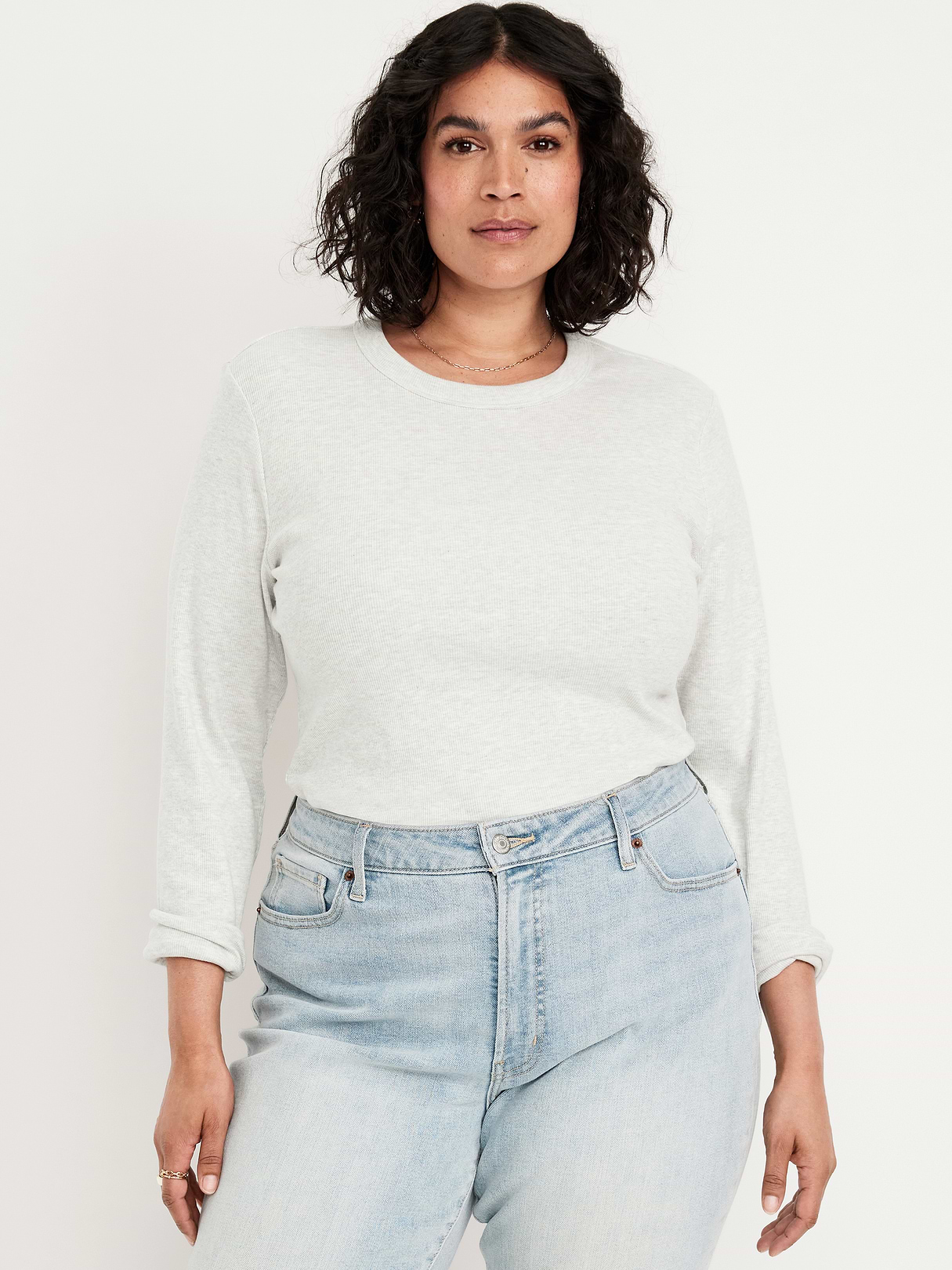 Snug Long-Sleeve Crew-Neck T-Shirt - Light Gray Heather