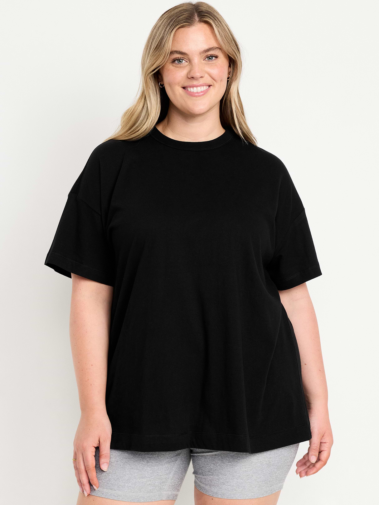 Oversized EveryWear Tunic T-Shirt - Light Black Heather