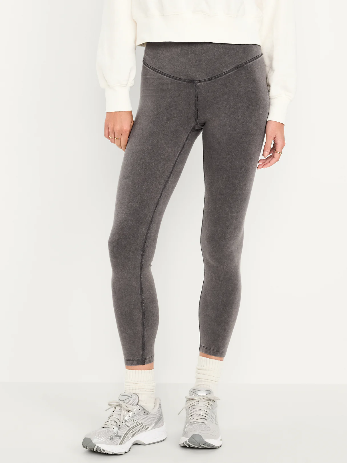 High-Waisted PowerChill 7/8 Cotton Leggings - Panther (Washed)