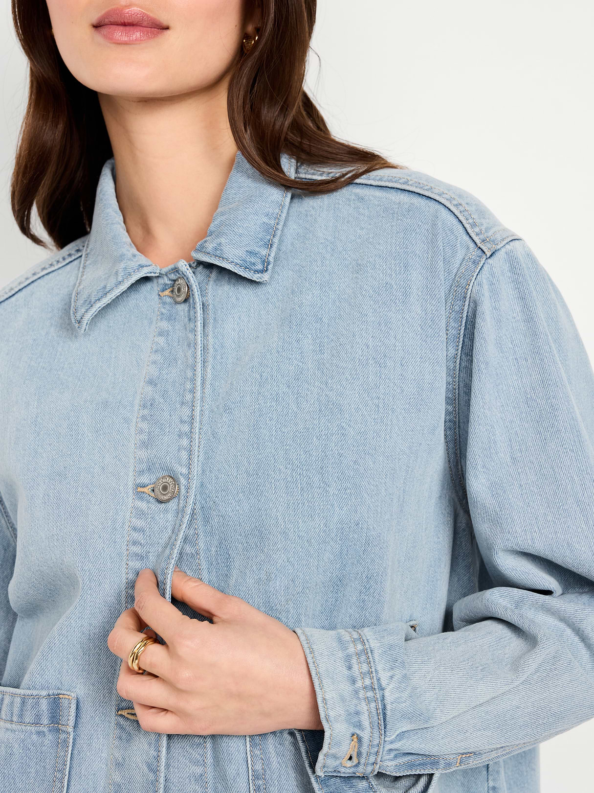 Cropped Jean Chore Jacket - Light Wash