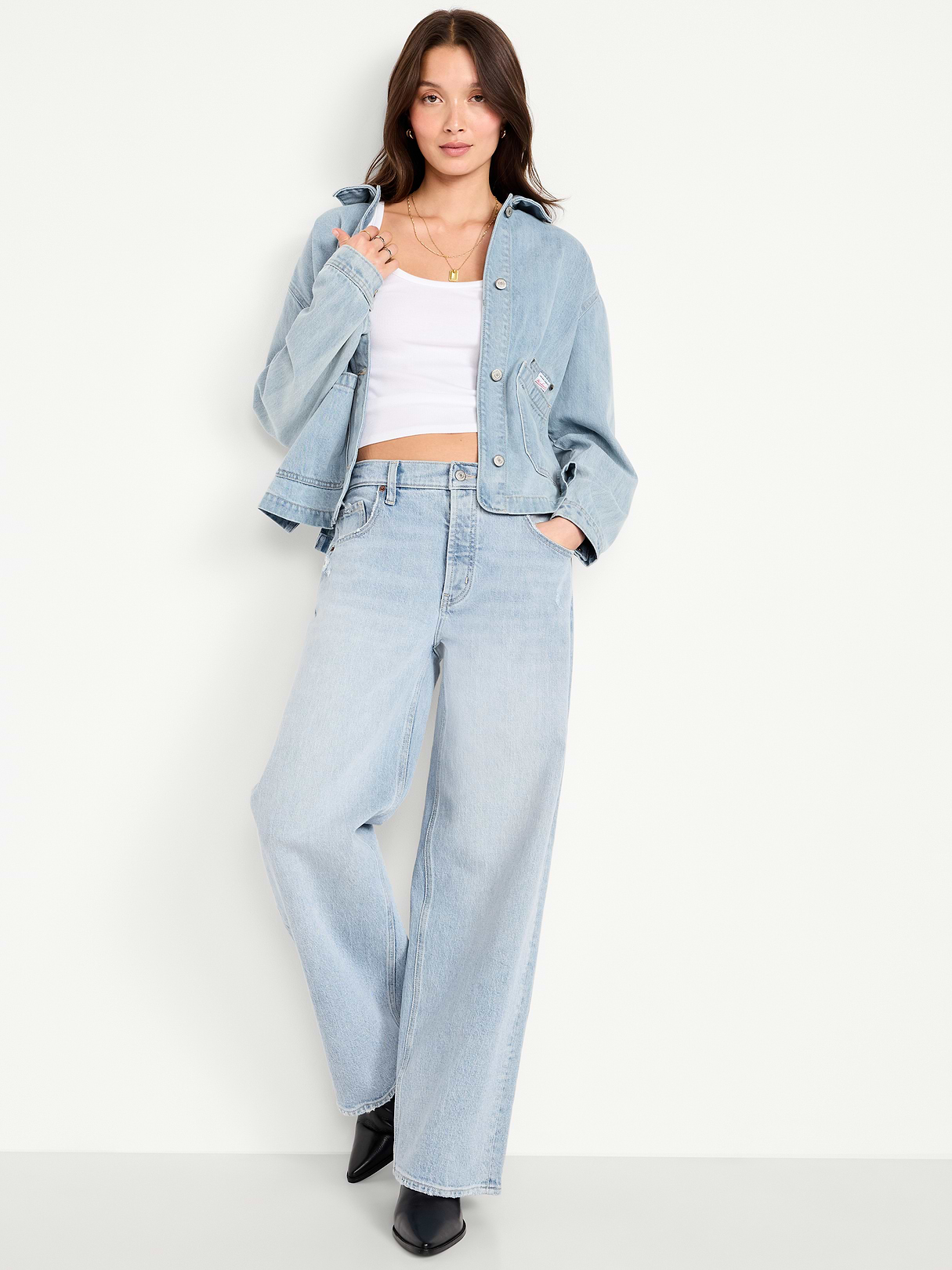 Cropped Jean Chore Jacket - Light Wash