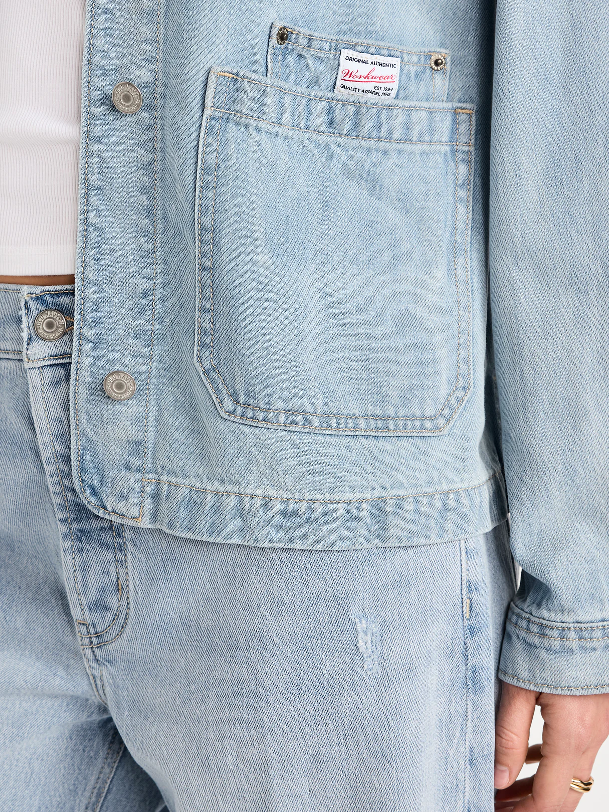 Cropped Jean Chore Jacket - Light Wash