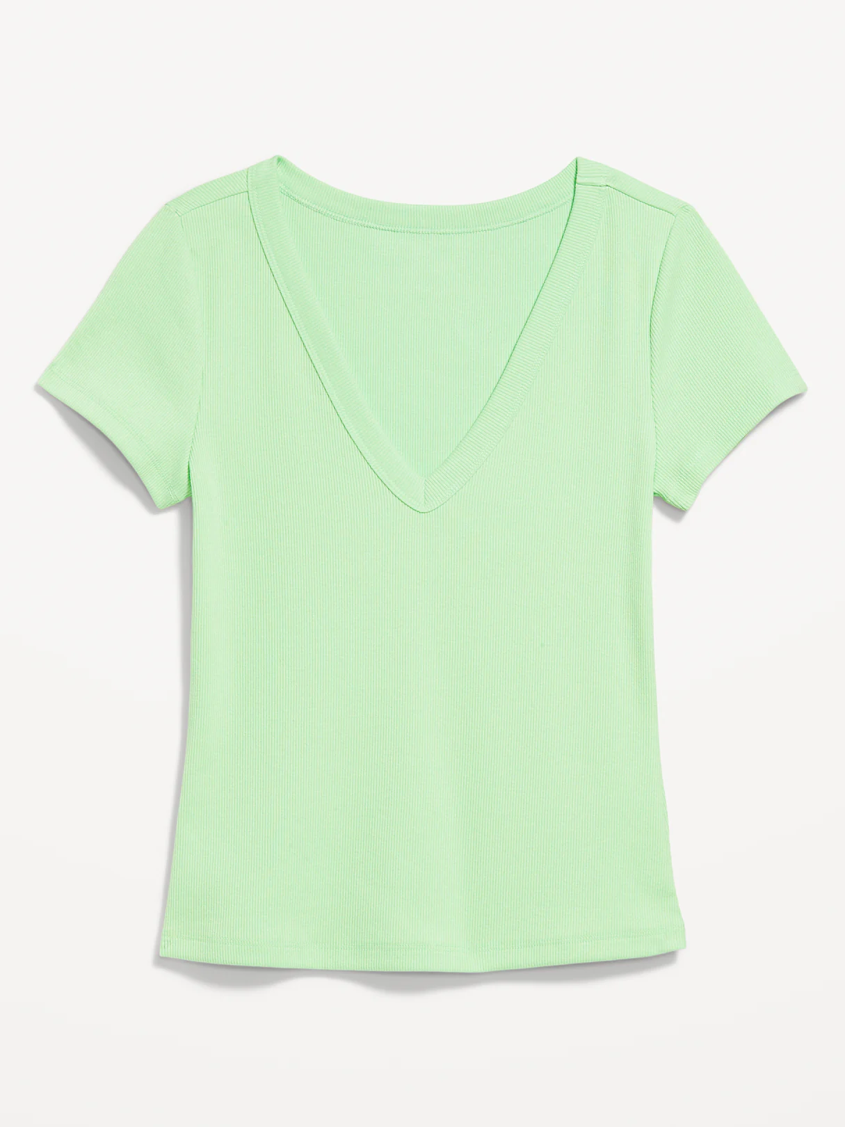 Snug Crop V-Neck Ribbed T-Shirt - Clarity