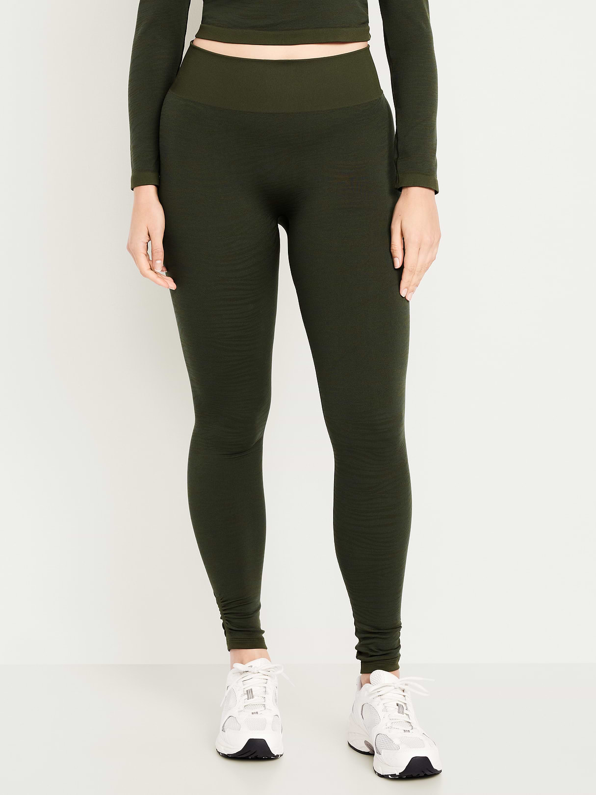 High-Waisted Seamless Jacquard Leggings - Ancient Forest
