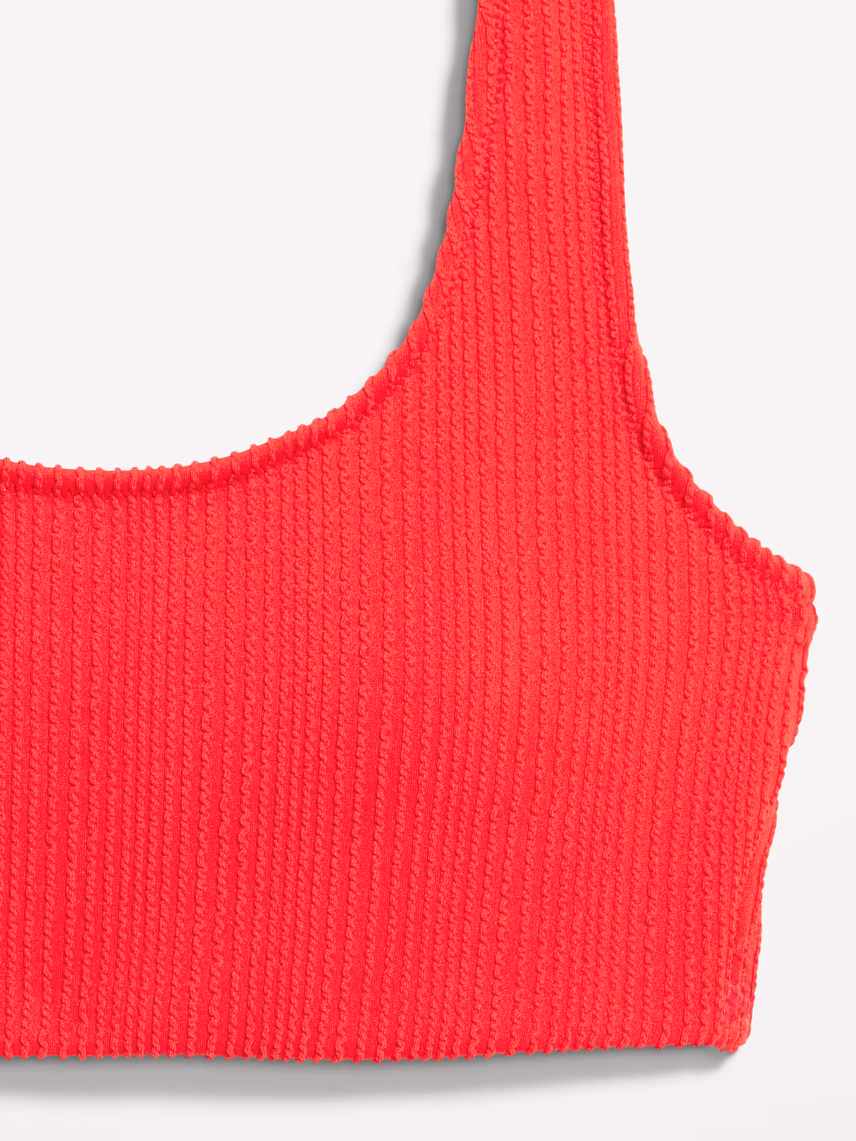 Ribbed Scoop-Neck Swim Top - Amaryllis