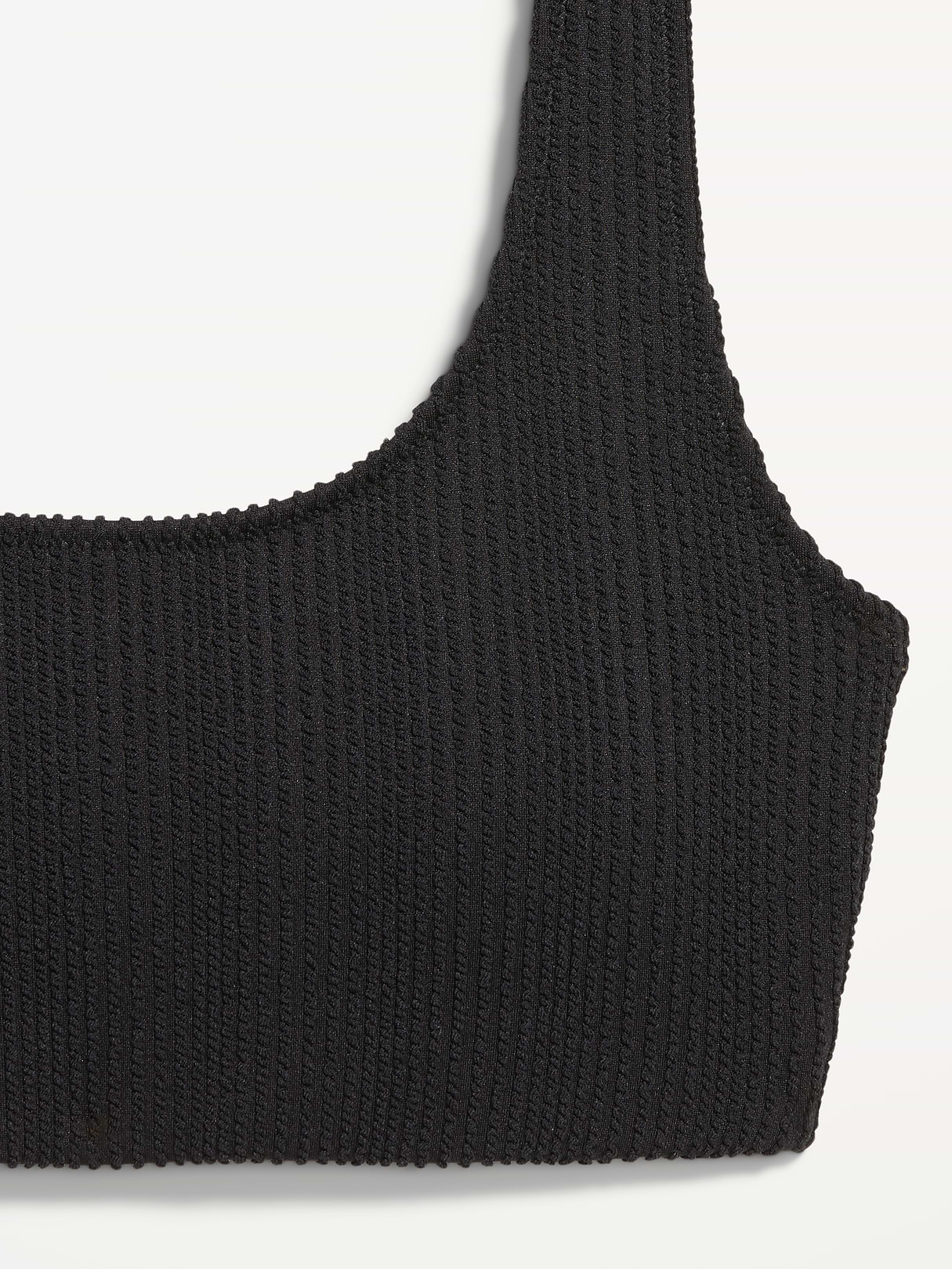 Ribbed Scoop-Neck Swim Top - Black Jack