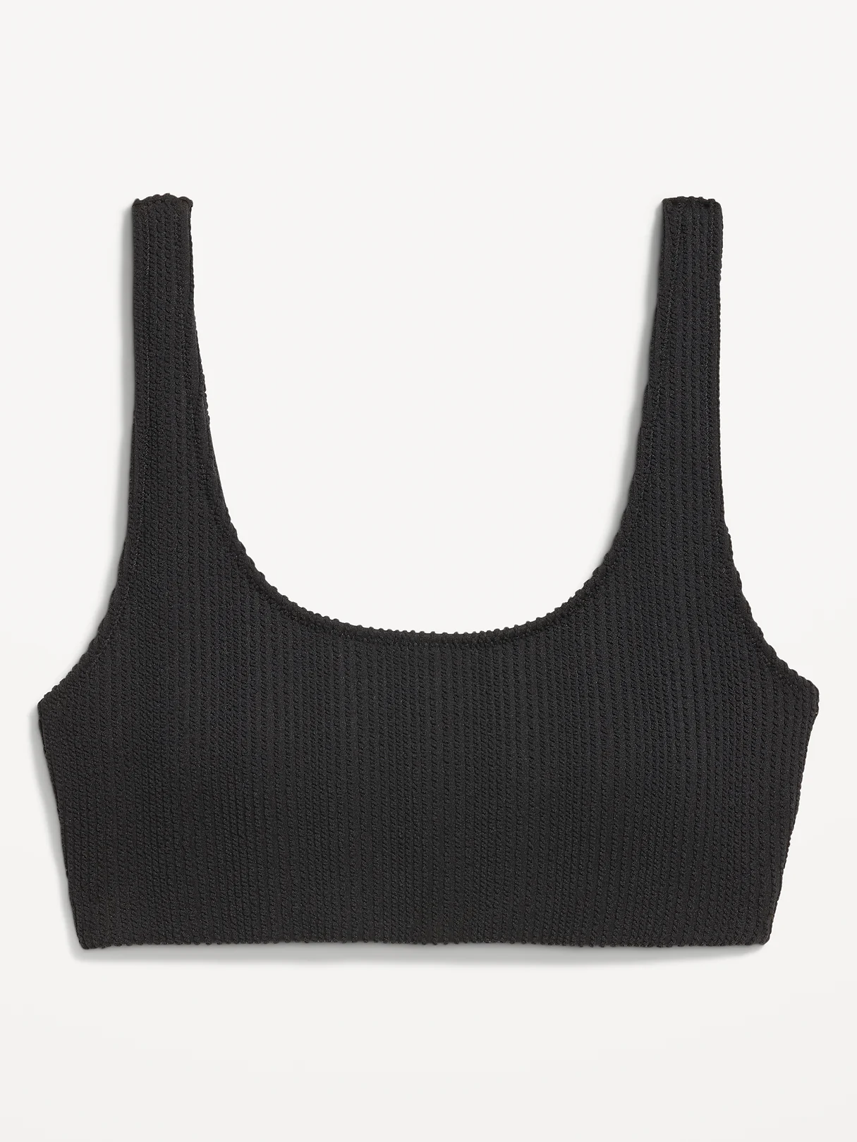 Ribbed Scoop-Neck Swim Top - Black Jack