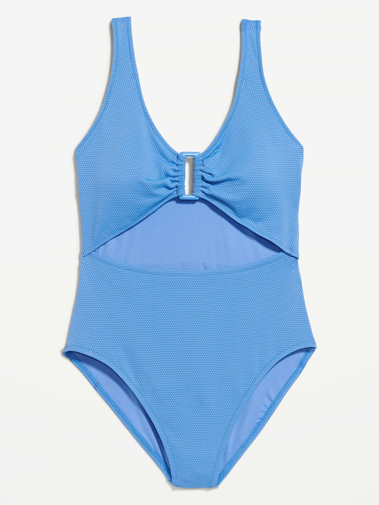 Textured One-Piece Cut-Out Swimsuit - Cloisonne