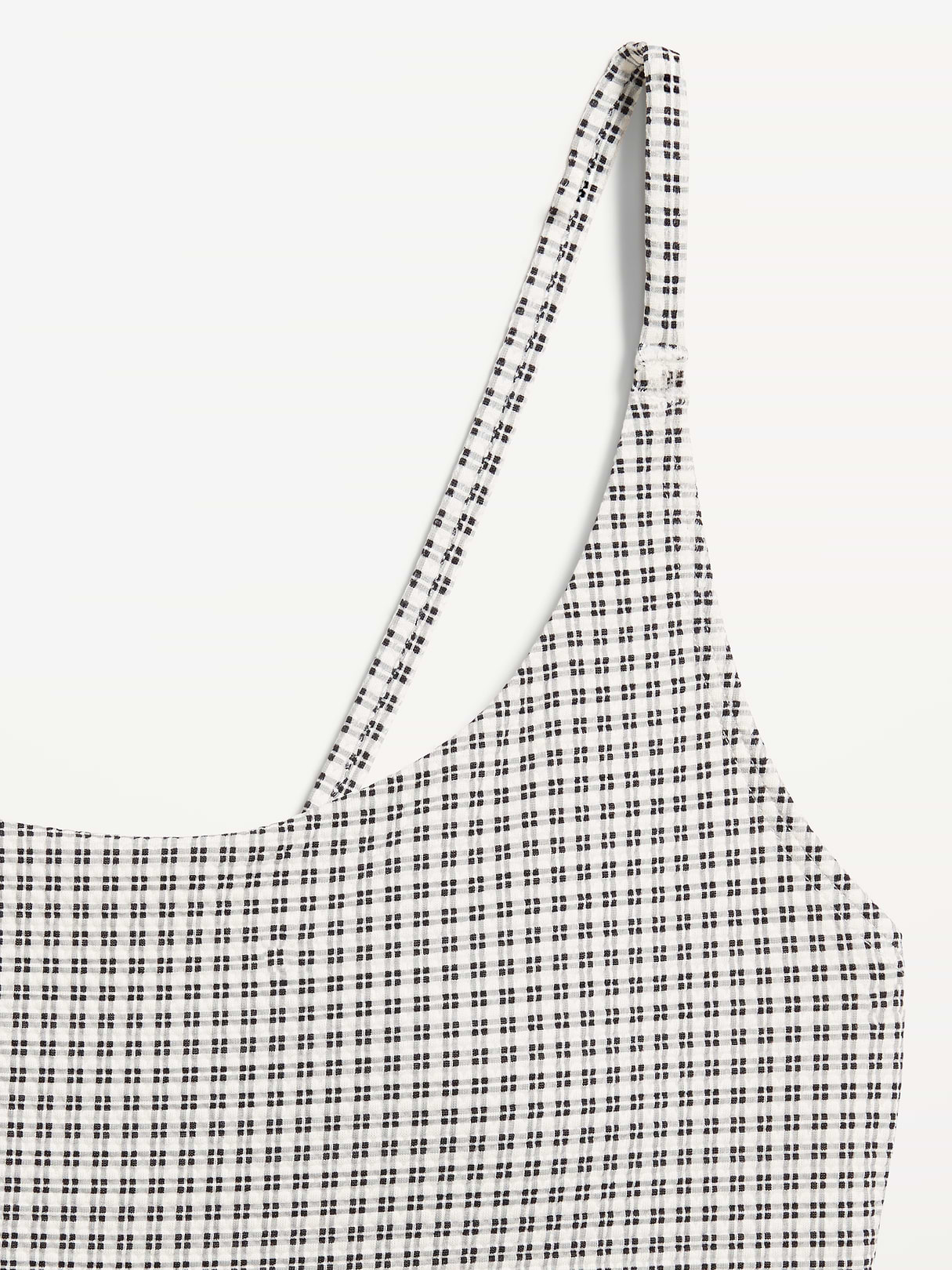 Textured Swim Romper - Black/White Gingham