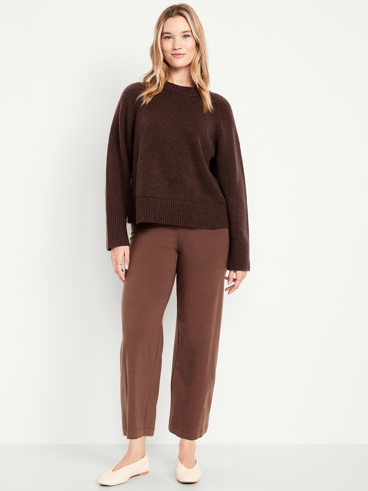 High-Waisted Fashion Wide-Leg Cropped Leggings - Peppercorn