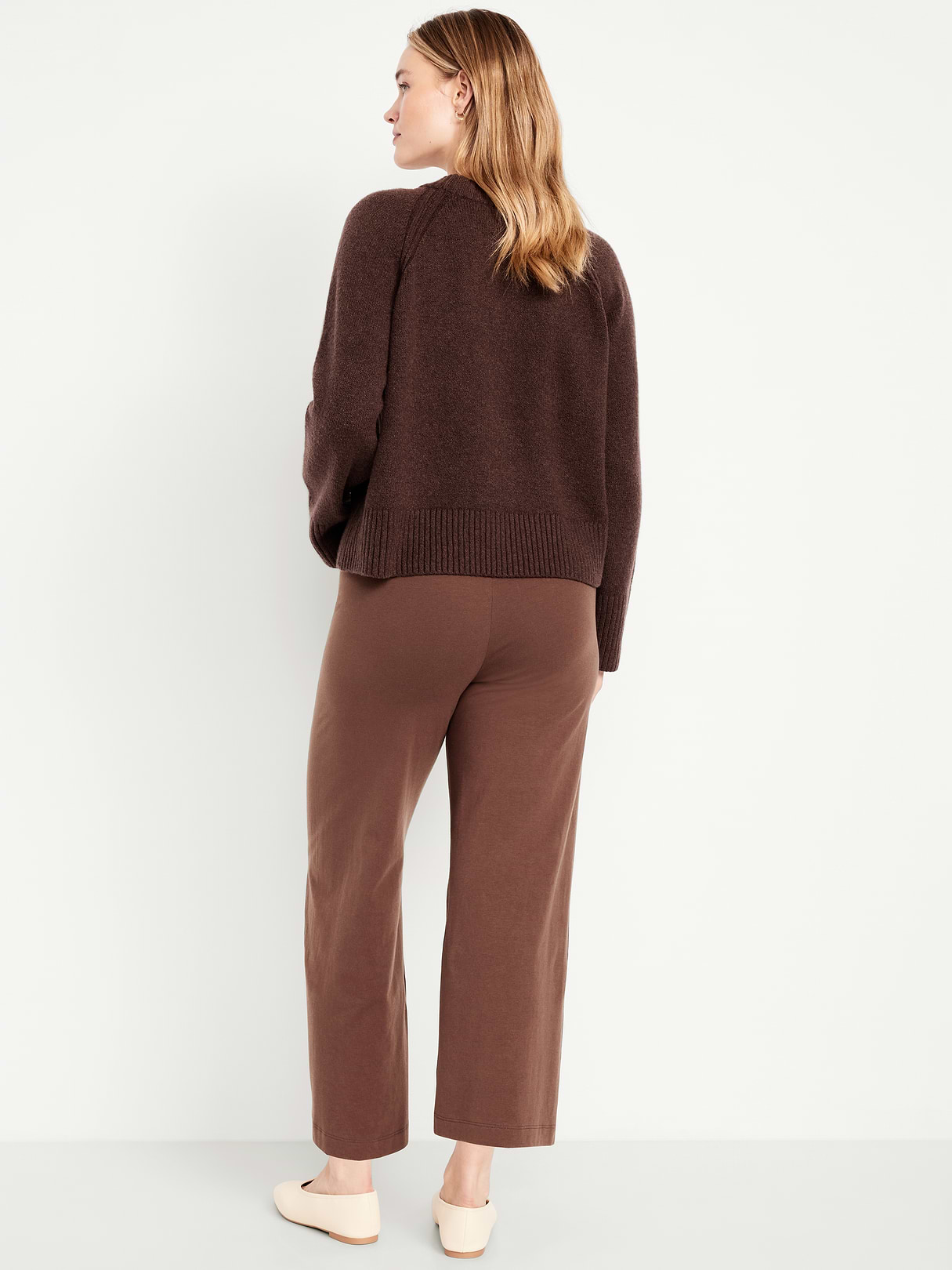 High-Waisted Fashion Wide-Leg Cropped Leggings - Peppercorn