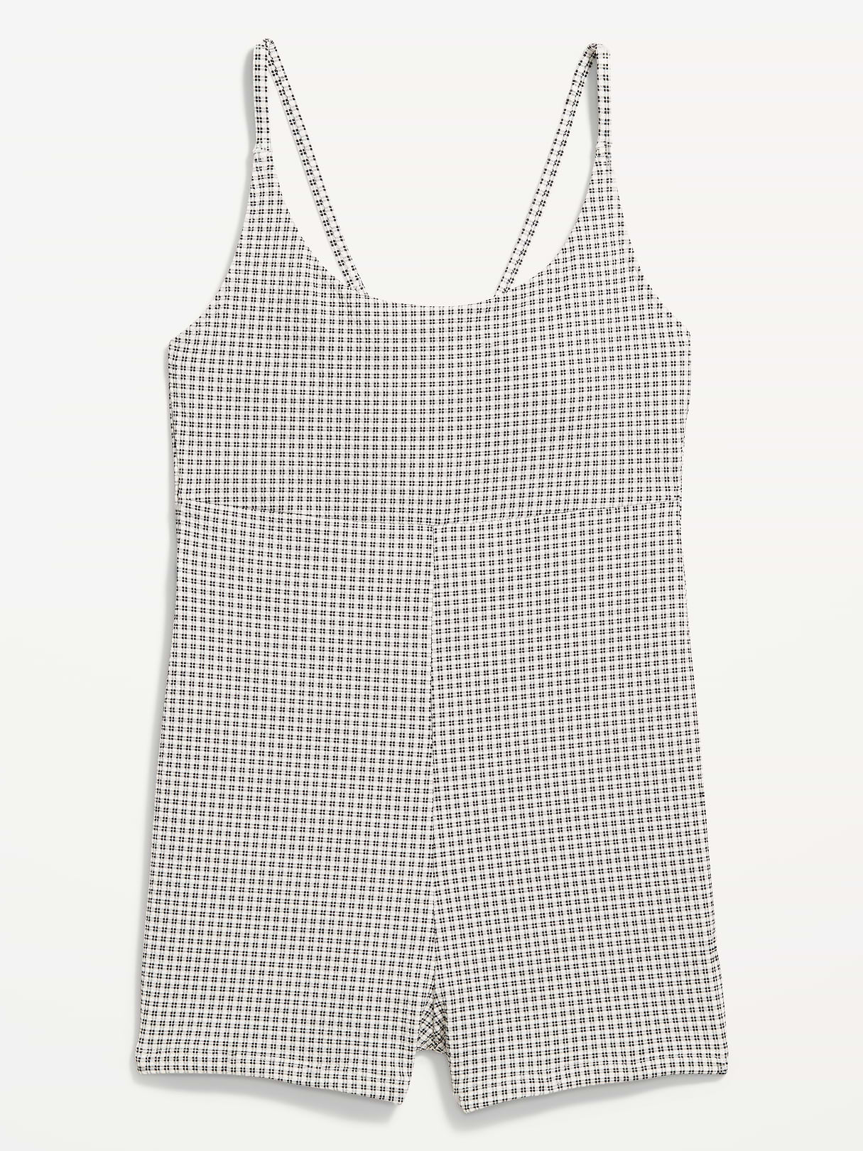 Textured Swim Romper - Black/White Gingham