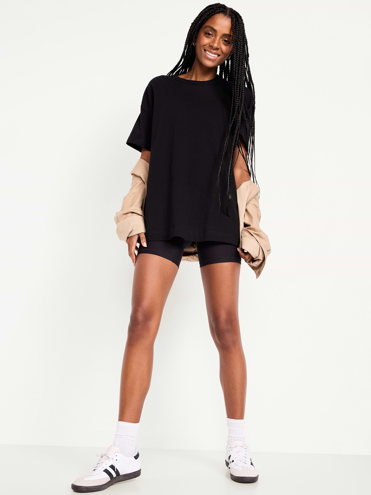 Oversized EveryWear Tunic T-Shirt - Light Black Heather