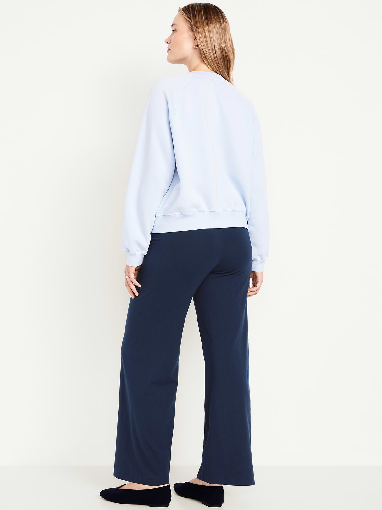 High-Waisted Fashion Wide-Leg Leggings - Navy Blue