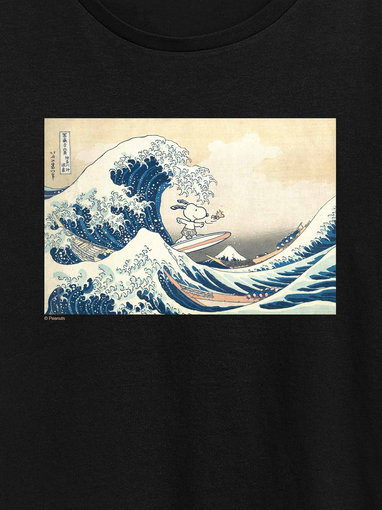 Snoopy Great Wave Short Sleeve Graphic Tee - Black
