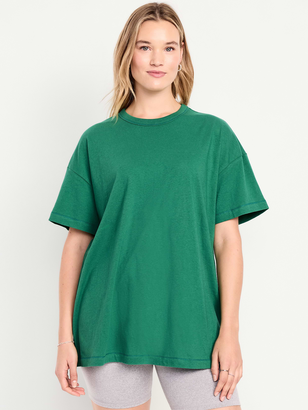 Oversized EveryWear Tunic T-Shirt - Emerald Pigment
