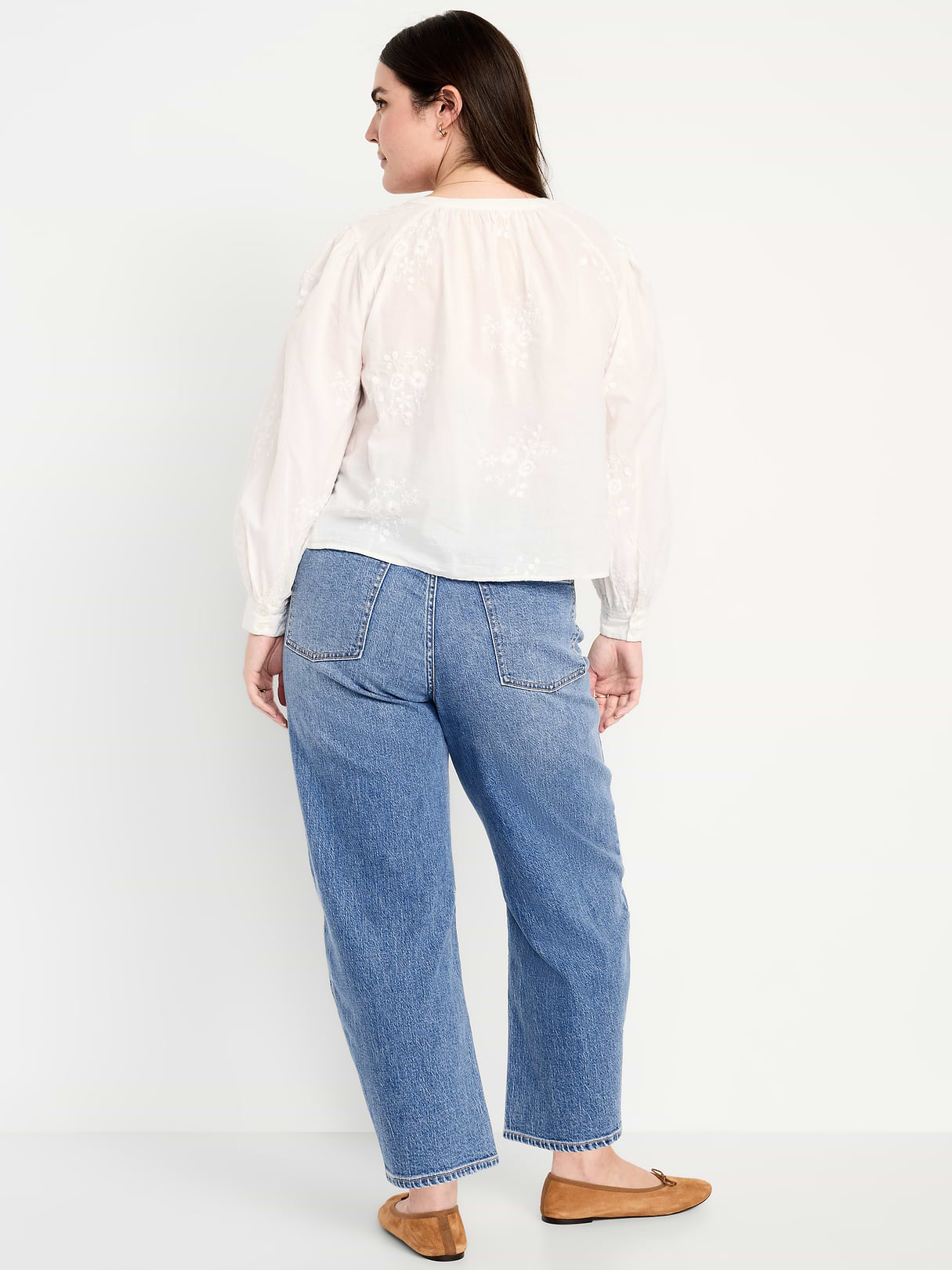 High-Waisted Wow Barrel-Leg Ankle Jeans - Light Wash