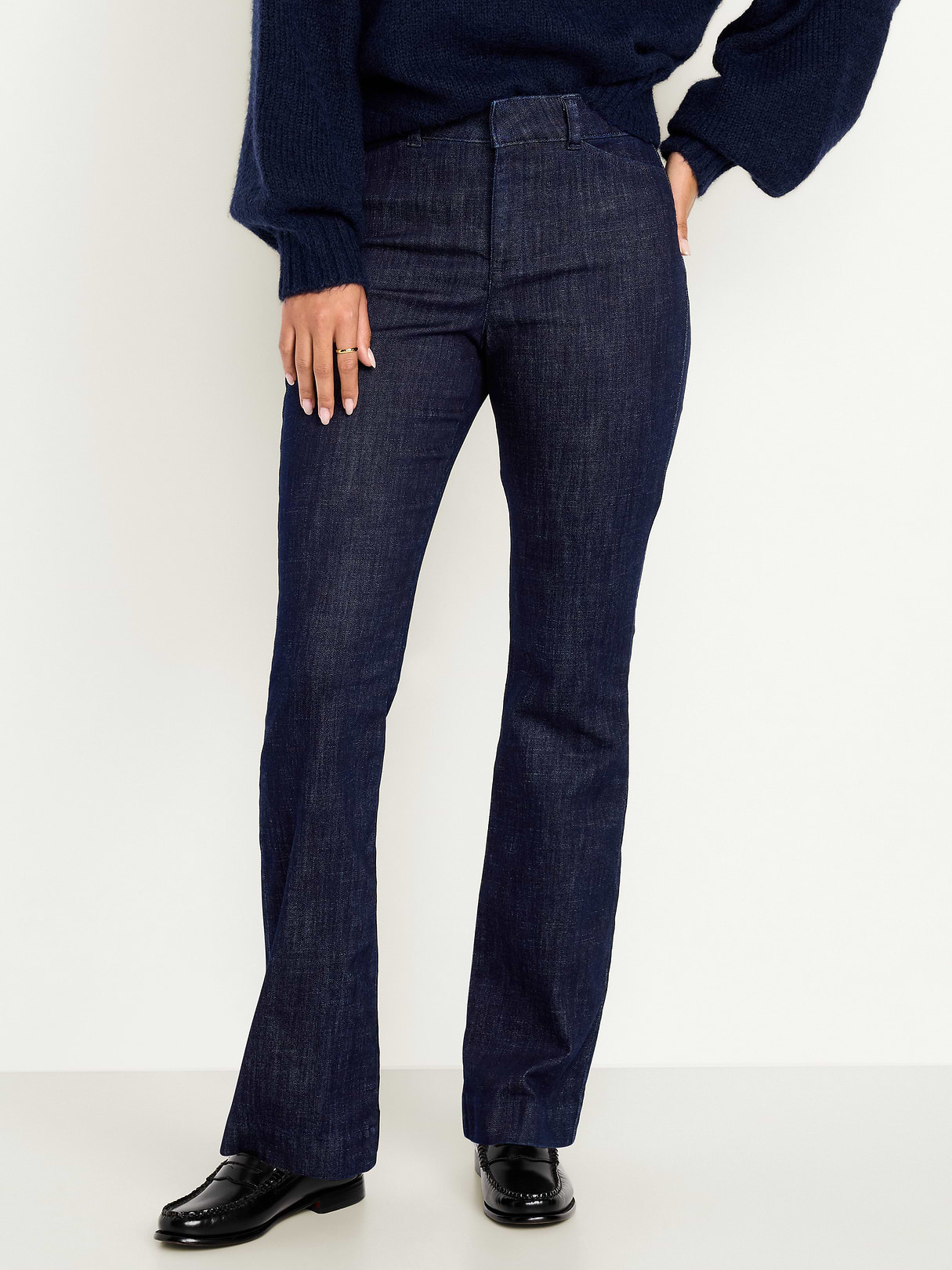 High-Waisted Pixie Flare Pants - Dark Wash