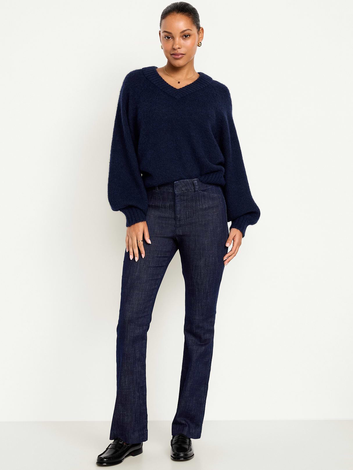 High-Waisted Pixie Flare Pants - Dark Wash
