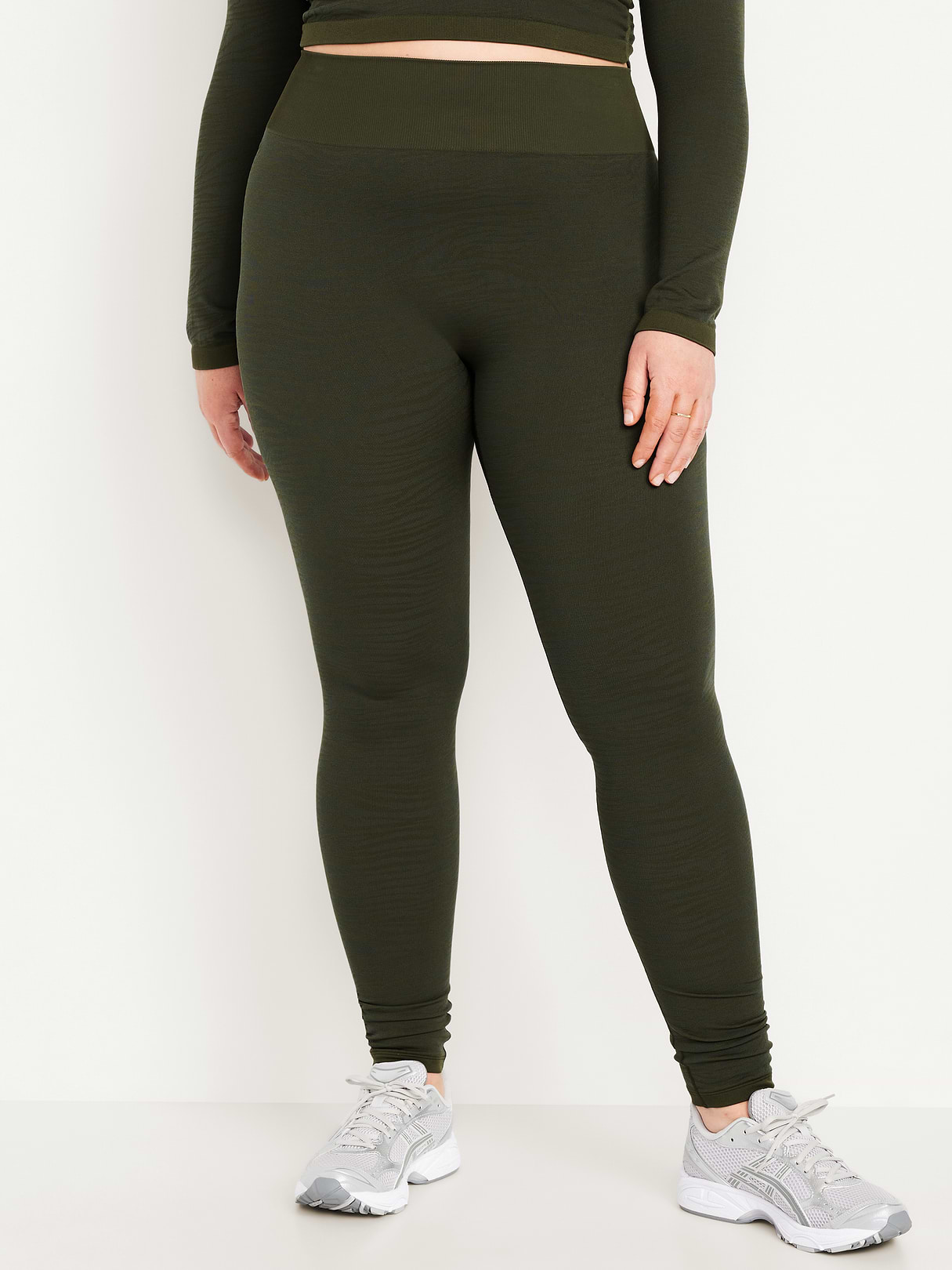 High-Waisted Seamless Jacquard Leggings - Ancient Forest