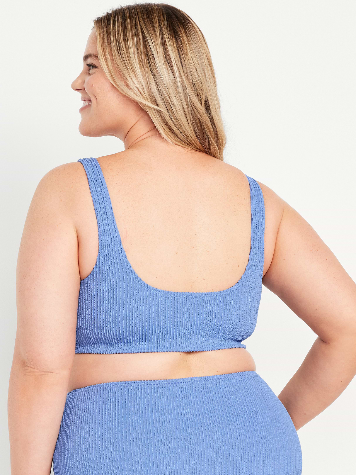 Ribbed Scoop-Neck Swim Top - Cloisonne