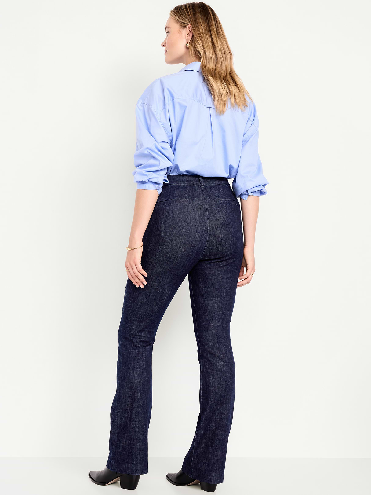 High-Waisted Pixie Flare Pants - Dark Wash