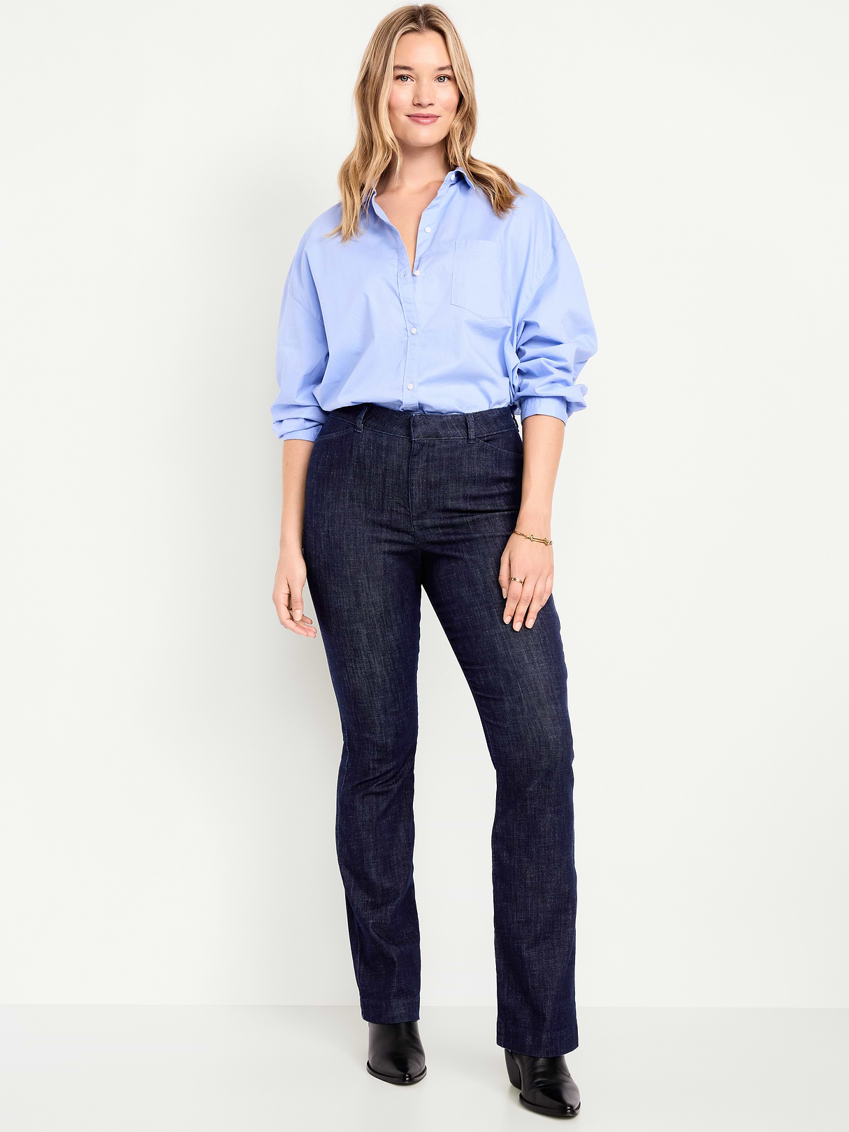 High-Waisted Pixie Flare Pants - Dark Wash