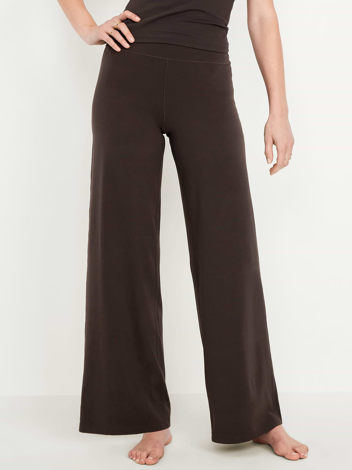 High-Waisted StudioSmooth Wide-Leg Pants - Black Coffee