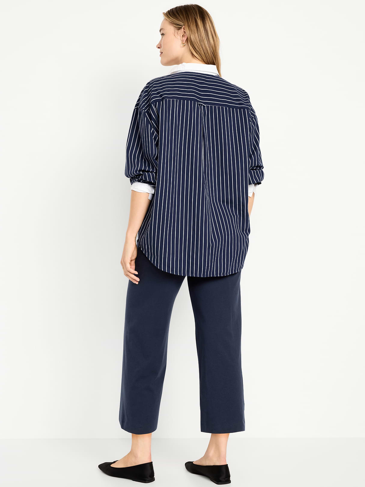 High-Waisted Fashion Wide-Leg Cropped Leggings - In the Navy