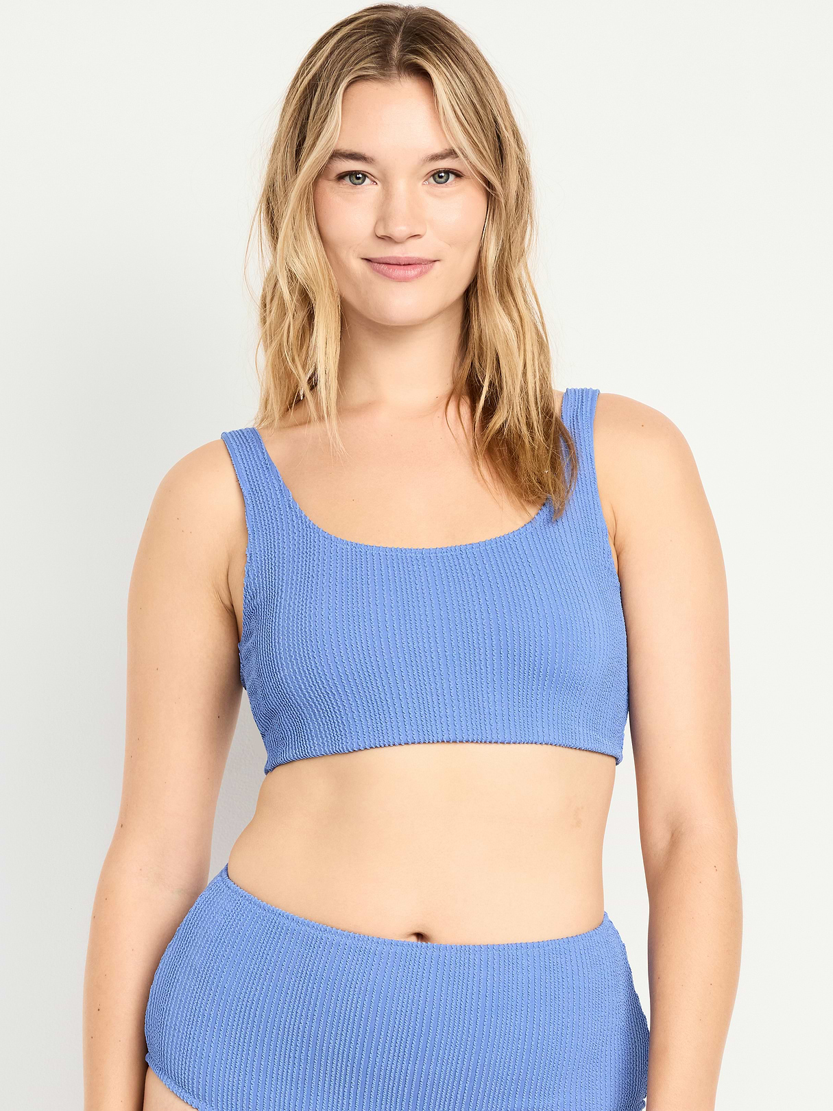 Ribbed Scoop-Neck Swim Top - Cloisonne