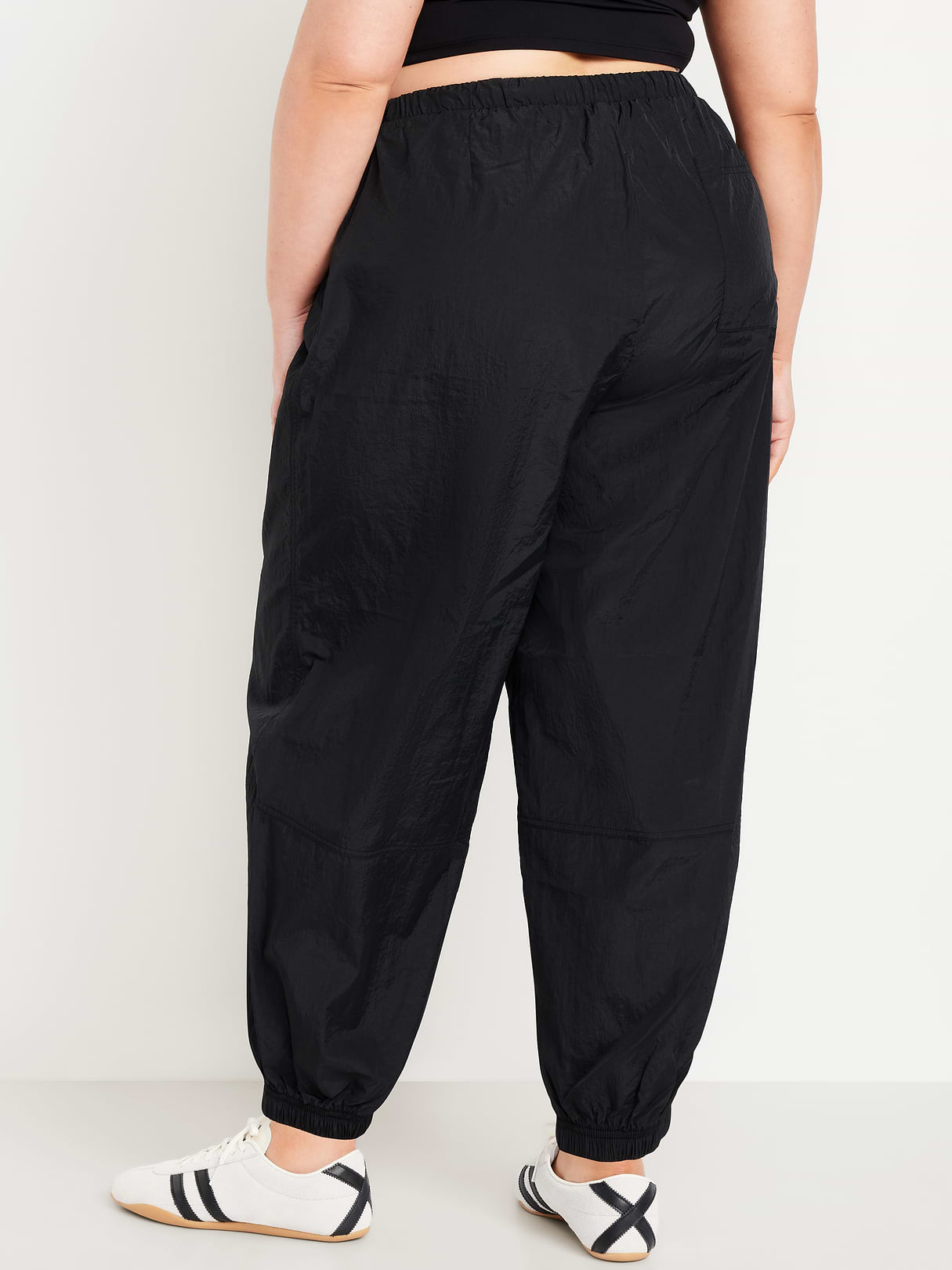 Pull-On Windbreaker Parachute Pants - Black Jack